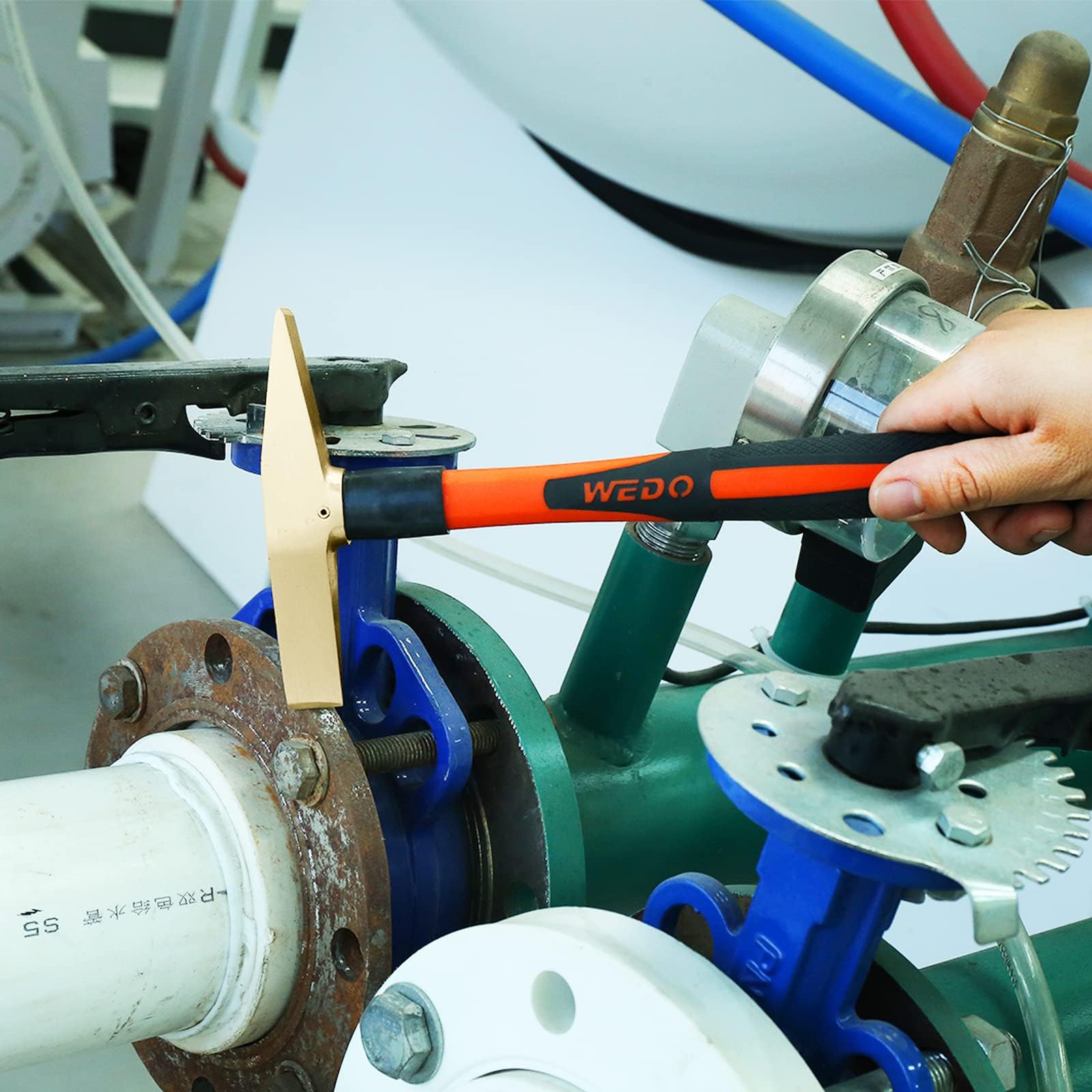 WEDO Set di 17 strumenti di sicurezza senza scintille in rame al berillio, senza scintille con martelli, cacciaviti, chiavi nella cassetta degli attrezzi, non magnetico, forte coppia,
