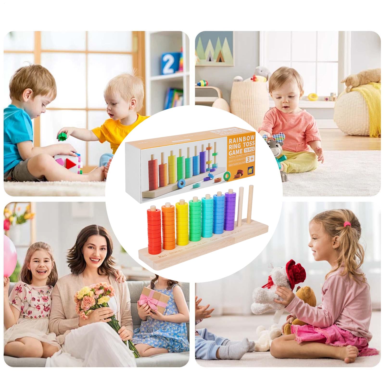 De Tri Par Couleurs Éducatif Anneaux Arc-en-avec Formes à Superposer | De Tri Et Empilage Pour Maternelle Pour Garçons Filles nes Salle de Classe Maison Maternelle Fête