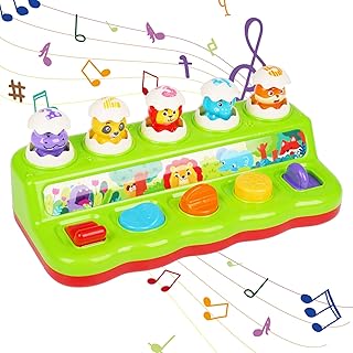 AXEARTE Baby Pop Up Toy- Infant Activity Toy Toddlers Cause and Effect Toys for Babies 6-12 Months with Sound and Lighting Music Toy- Popup Animal Toy for Early Learning, Playing and Development