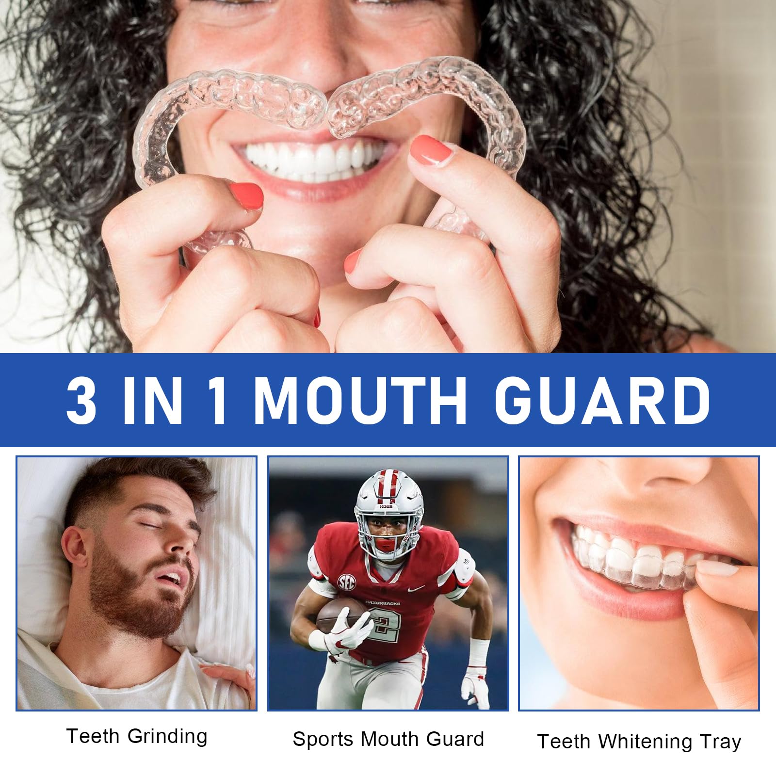 4 Pezzi Bite Bruxismo Notturno,Bite Bruxismo Automodellante,Anti Digrignamento dei Denti,Mouth Guard Teeth Grinding,Bait Protezione Denti Notturno per Uomini e Donne,2 Taglie