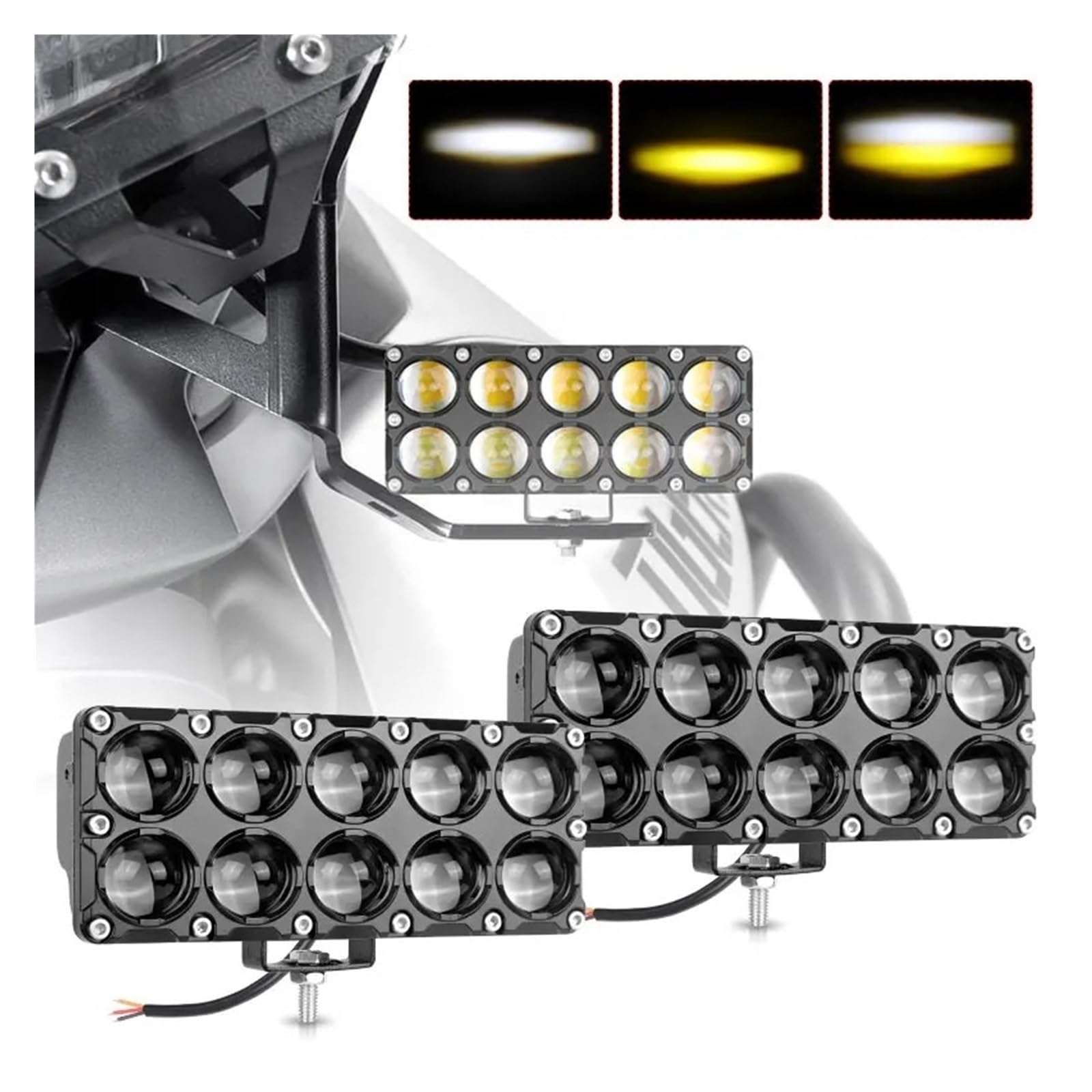 ESPYN Faros Moto Para Coche Camión 12V 24V 48V Foco LED Motocicleta 10leds Para Minilente Faro Auxiliar Luz Conducción Lámpara Antiniebla Alta/baja