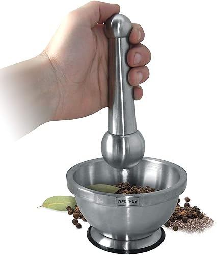 Miniatura 4 de NERTHUS Mortero y mortero FIH 020. Incluye una base de goma que evita el deslizamiento