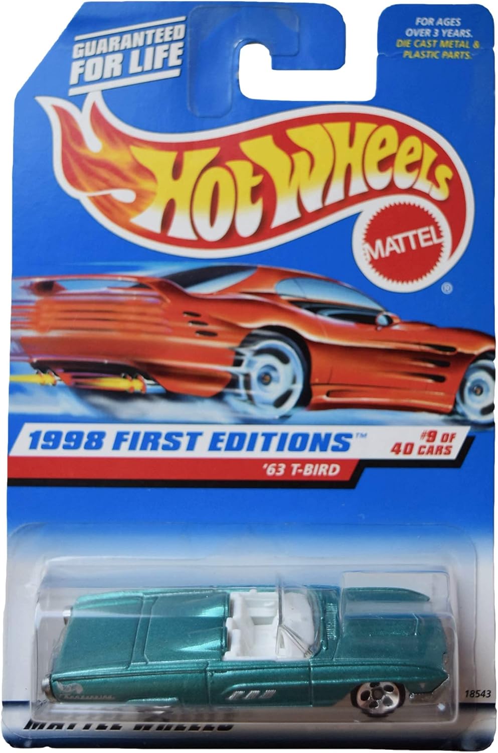 Hot Wheels '63 T Bird, [Teal] 1998 First Editions 9/40 5 dot