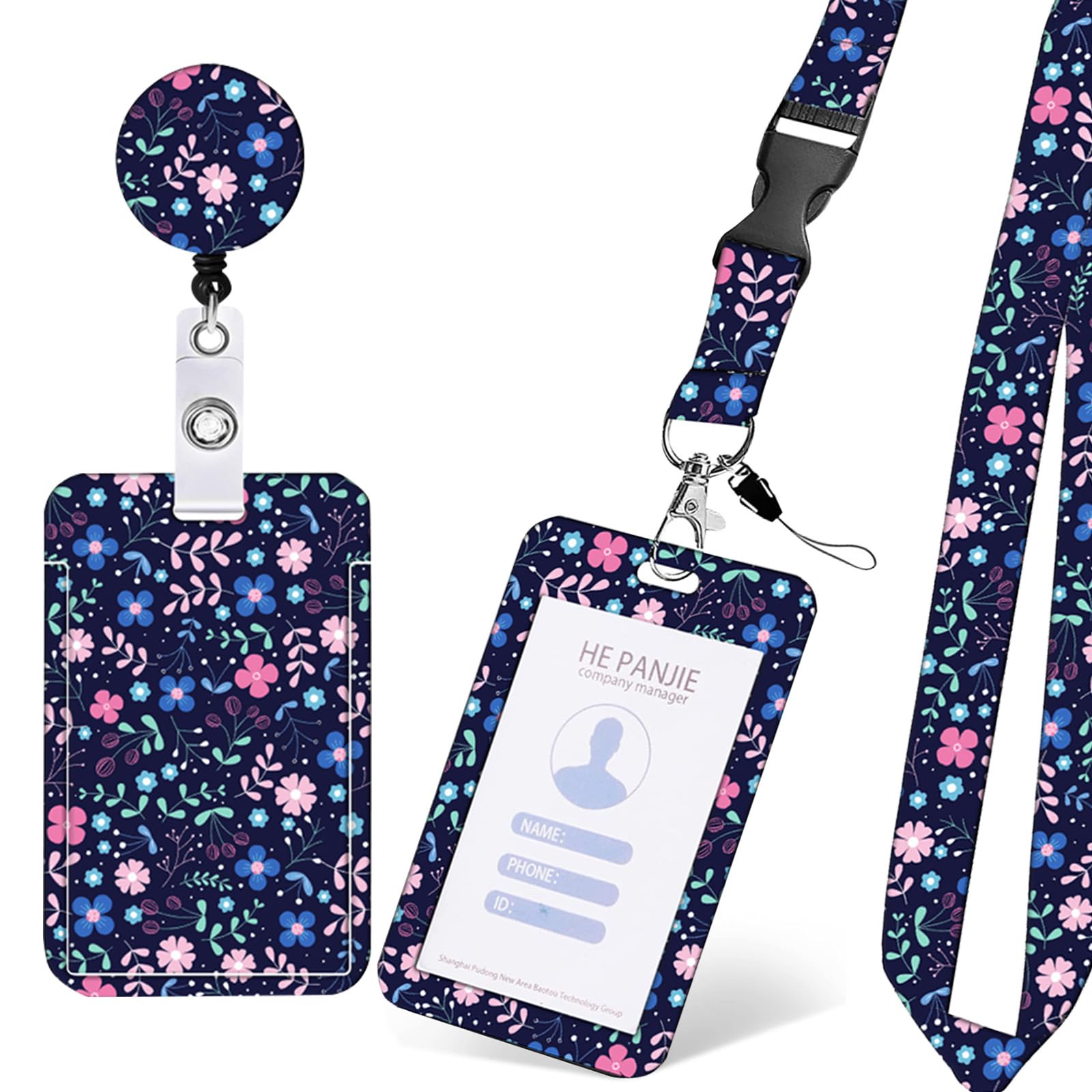Guerity Badge Holder with Lanyard, Retractable Badge Holder with Reel Clip,ID Card Protector Case for Nurse Doctor Teacher Student (Blue)