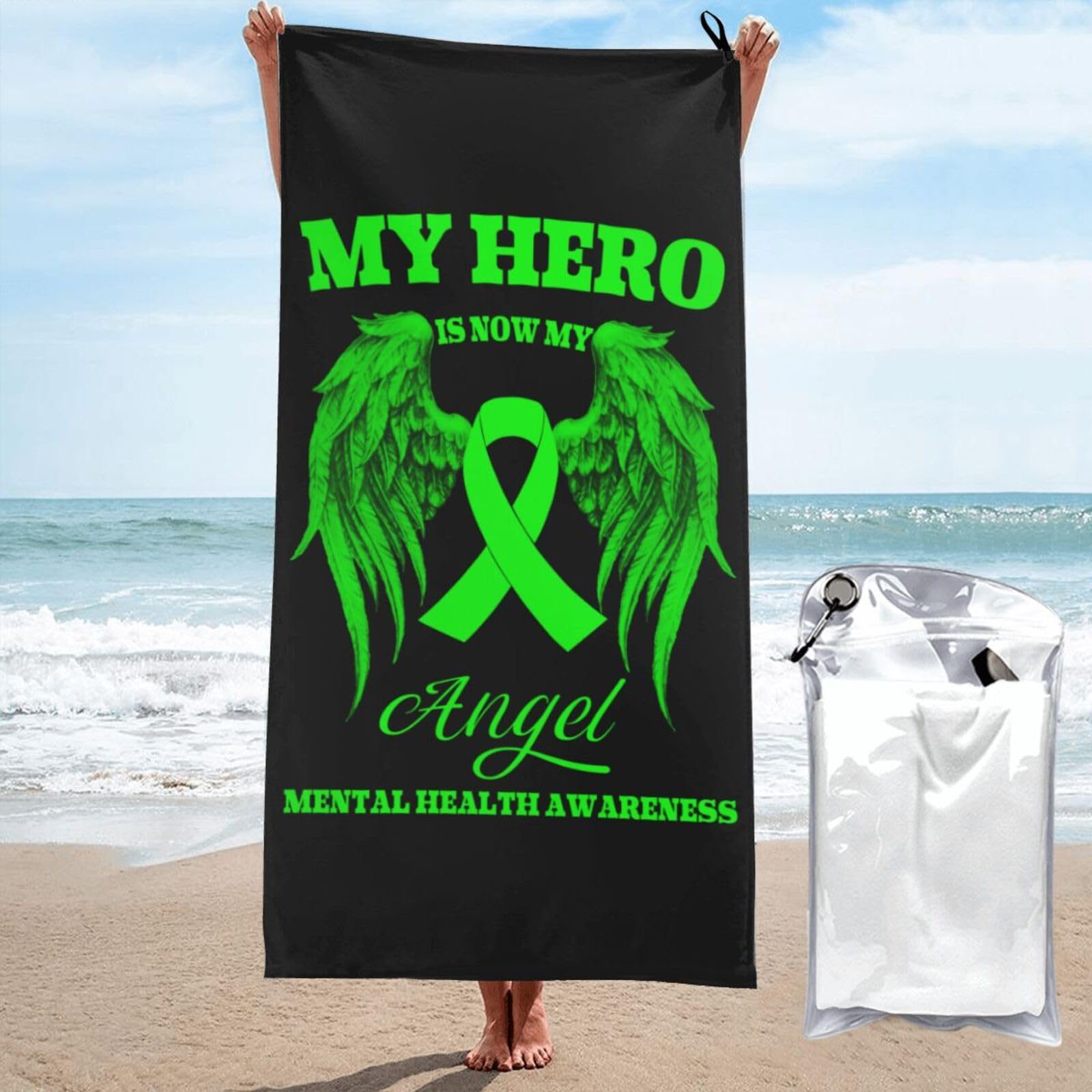 Toalla de viaje unisex Wing Angel de 70x140 cm para piscina, gimnasio y playa