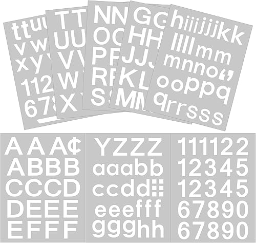 Outus 8 hojas de calcomanías de letras de vinilo autoadhesivas, números para buzón, pegatinas del alfabeto, letras adhesivas para medias de Navidad,