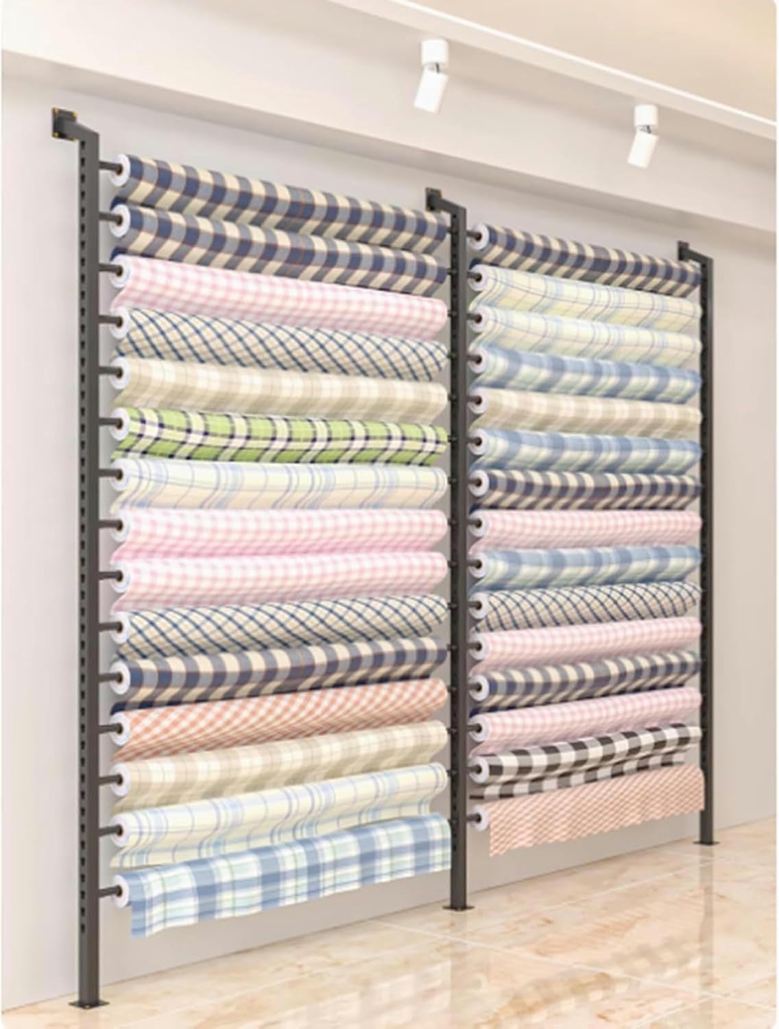 8 10 12 15 Rolls Metal Car Vinyl Holder with Adjustable Hanging Rod, Textile Fabric Roll Storage Rack, Multi-Use, for Wallpaper, Car Window Film, Banner, Poster, Wrap Material