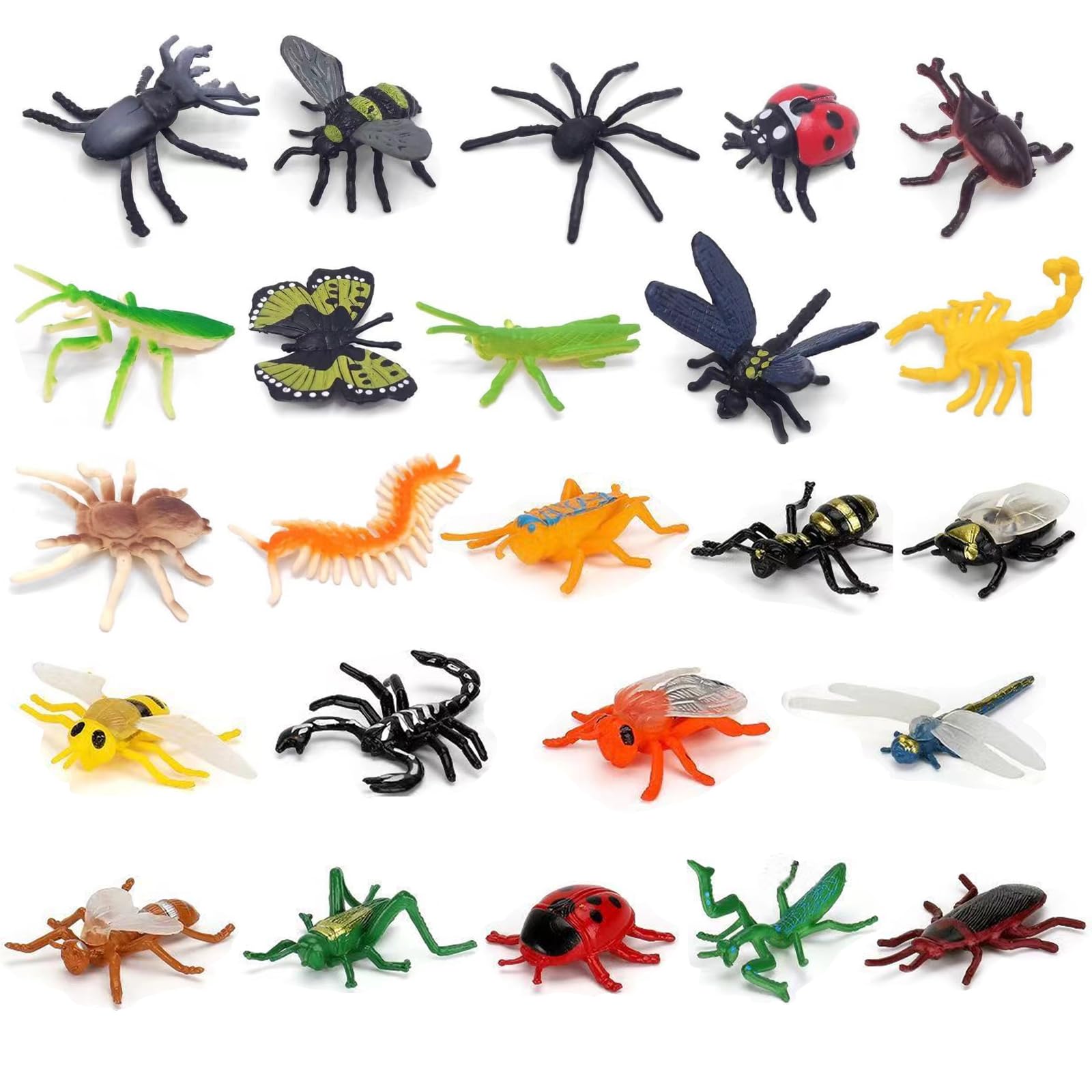 PonFxp Bugs Toys For Kids, Mini Beasts For Kids, 24 Pcs Small Toy, Realistic Insect Toys For Party Gifts, Bug Figures For Educational Play And Game Rewards, Suitable For Children
