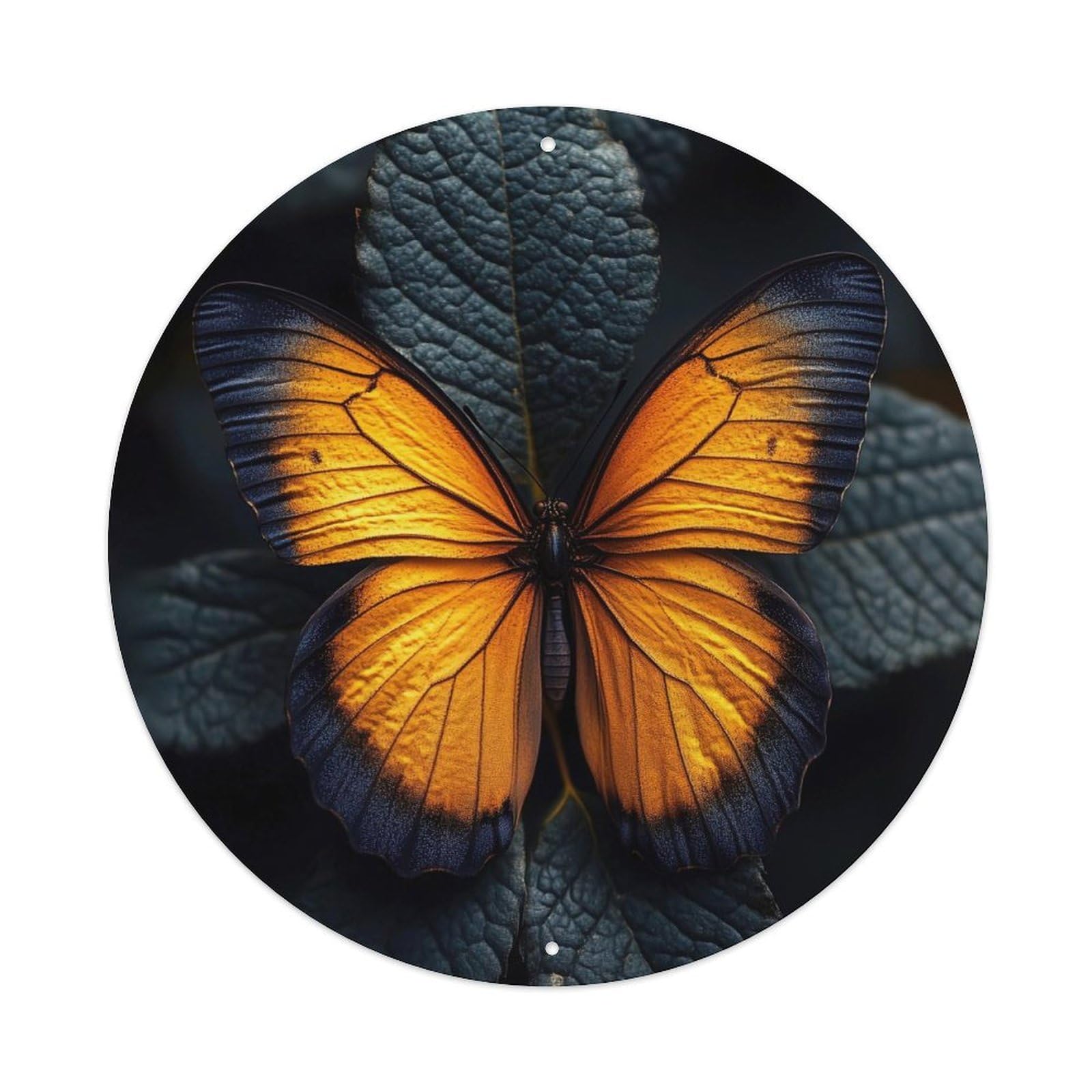 Wildlife Monarch Butterfly on Leaf Nature Photography Vintage Metal Tin Sign Plaque Wall Decor for Cafe, Club Bar, Office, Garden Metal Poster 8x8Inch