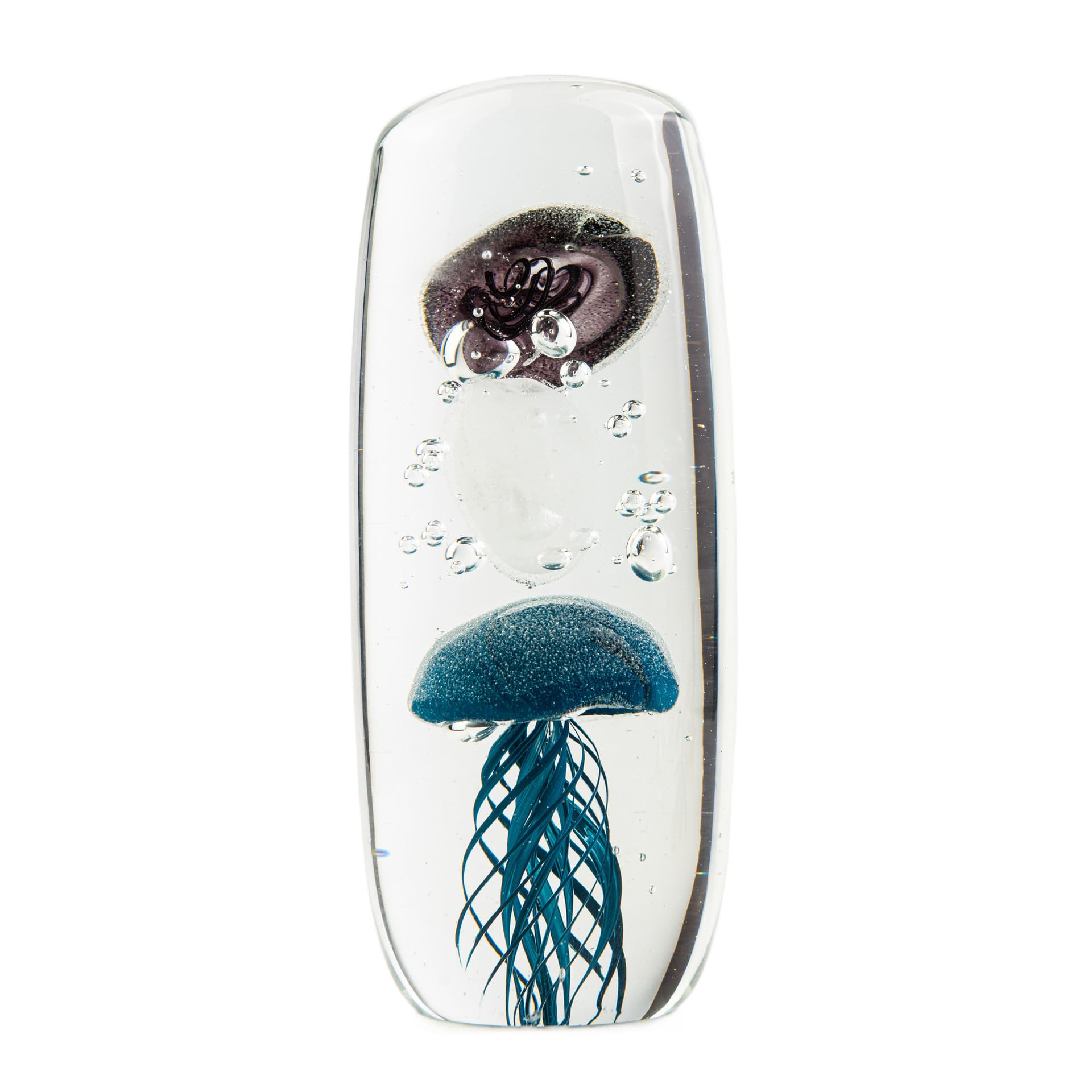 Anlado7.8-inch Handcrafted Liuli Jellyfish Ornament Bubble Artwork Crafted with a Thousand-Year Artisan's Touch Creative Home Ocean Decor Suitable for Living Rooms, Desktop Ornaments & Home Accents