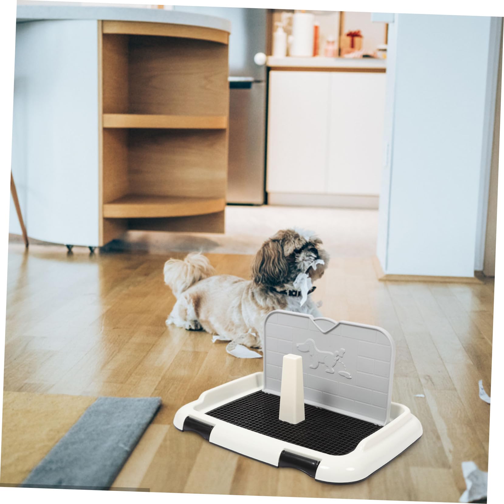 ORFOFE Inodoro para Cachorros de Plástico Negro Malla Antideslizante | Desmontaje Sencillo y Limpieza Fácil, Apto para Perros Pequeños y Medianos, Uso en Oficina o Baño