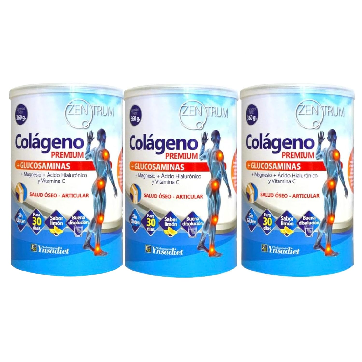 Pack 3x Colágeno Premium Hidrolizado 360 g | 3 Envases de 360 g (Total 1080 g) | Colágeno en Polvo de Fácil Disolución | Sabor Neutro | Formato Ahorro