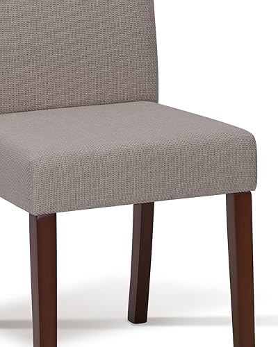 Miniatura 8 de Juego de 4 Sillas de Comedor Tapizadas - Sillas de Cocina Modernas de Granja de Tela Lineada, Sillas de Comedor de Respaldo Alto con Patas de Madera