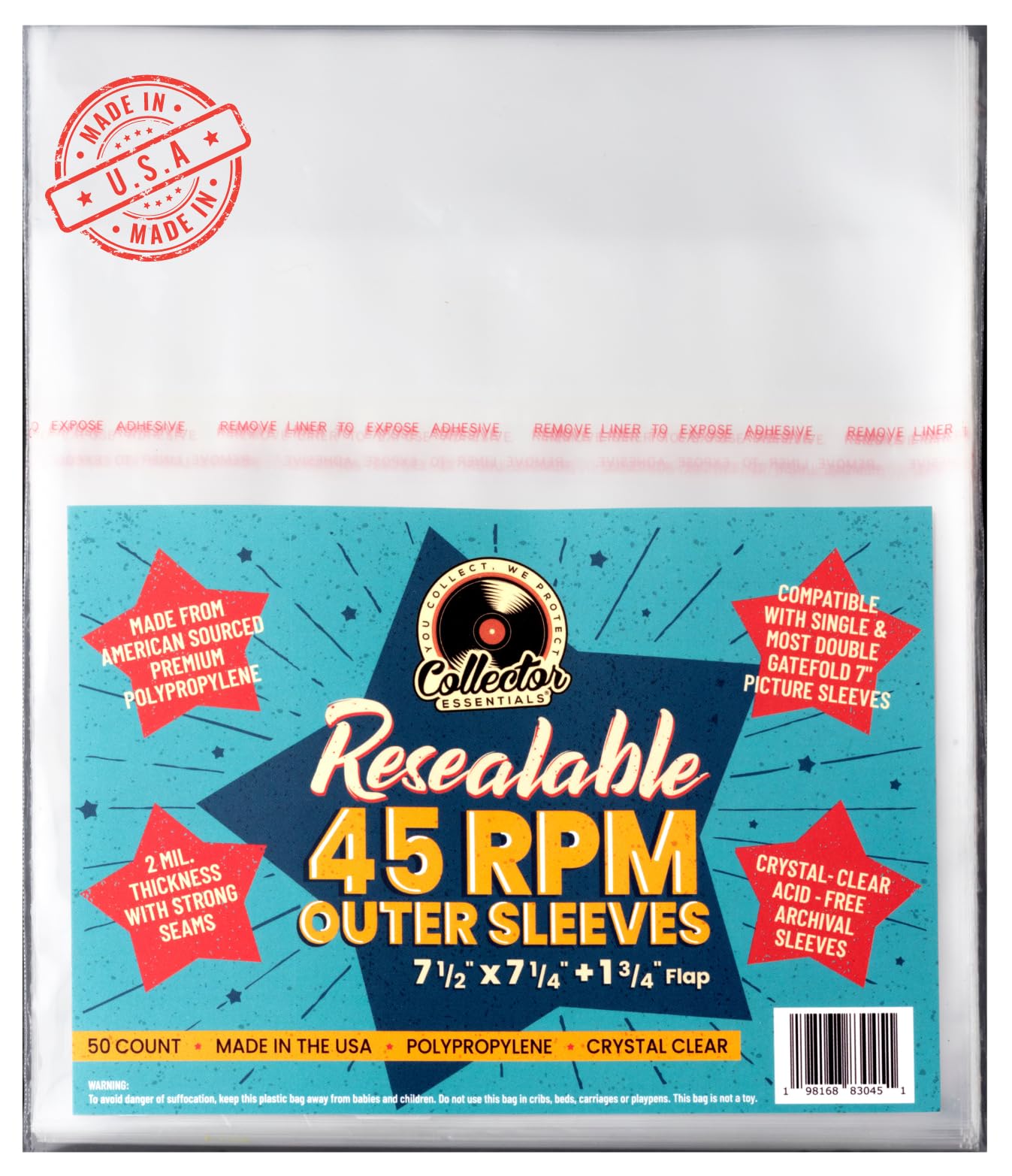 Amazon.com: Resealable 45 RPM Outer Sleeves for Vinyl Records
