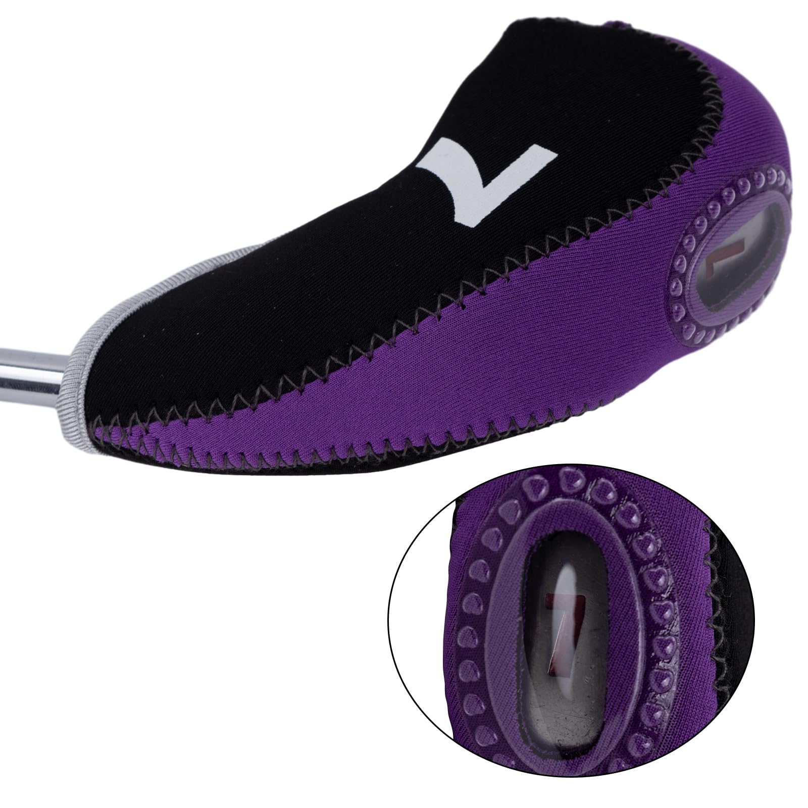 Andux Golf Fer Tête couvertures avec Nombre Tag Lot de 10 Noir/Violet