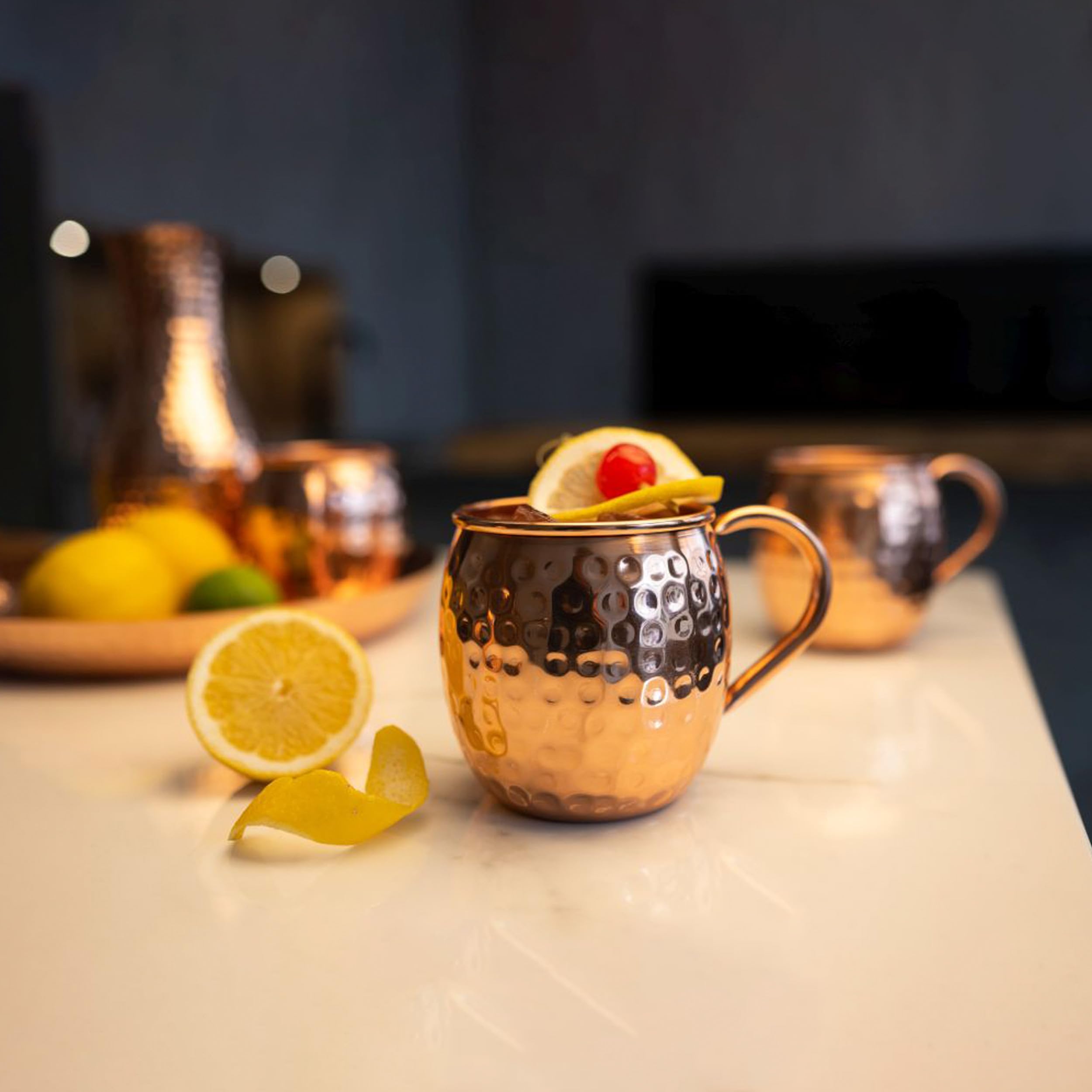 NKlaus 4 vasos de cobre puro 100% Ayuverda Copper Oval Moscow Mule 500 ml 11261