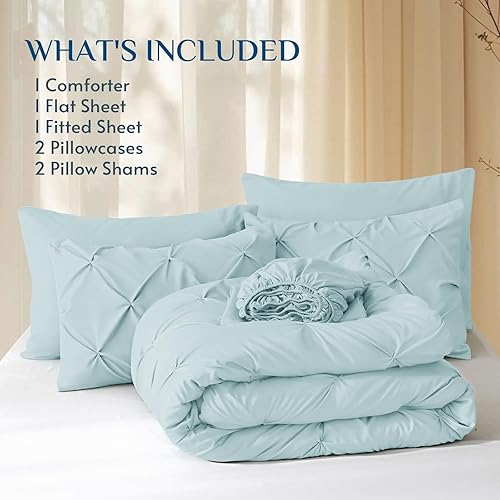 Miniatura 5 de JOLLYVOGUE Juego de edredón tamaño matrimonial de 7 piezas, cama en una bolsa, tamaño matrimonial para todas las estaciones, juegos de edredón con