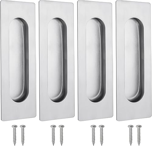 Vista 23 de Cozy Tower Tiradores de dedos empotrados de 6 pulgadas para puerta corredera de bolsillo, tiradores de puerta de armario, manijas de puerta de Oro