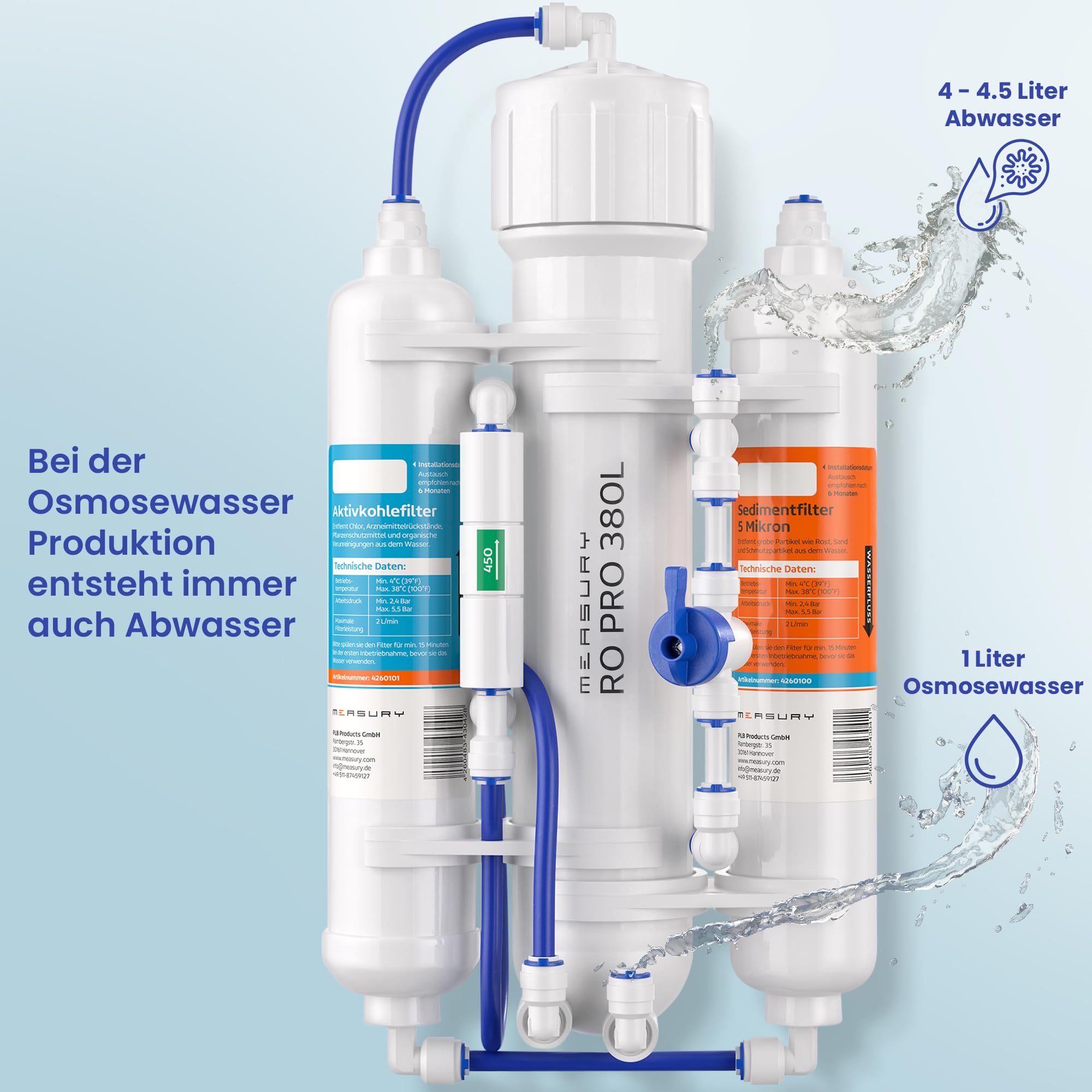 Measury Osmoseanlage Aquarium 380L/Tag - Umkehrosmoseanlage