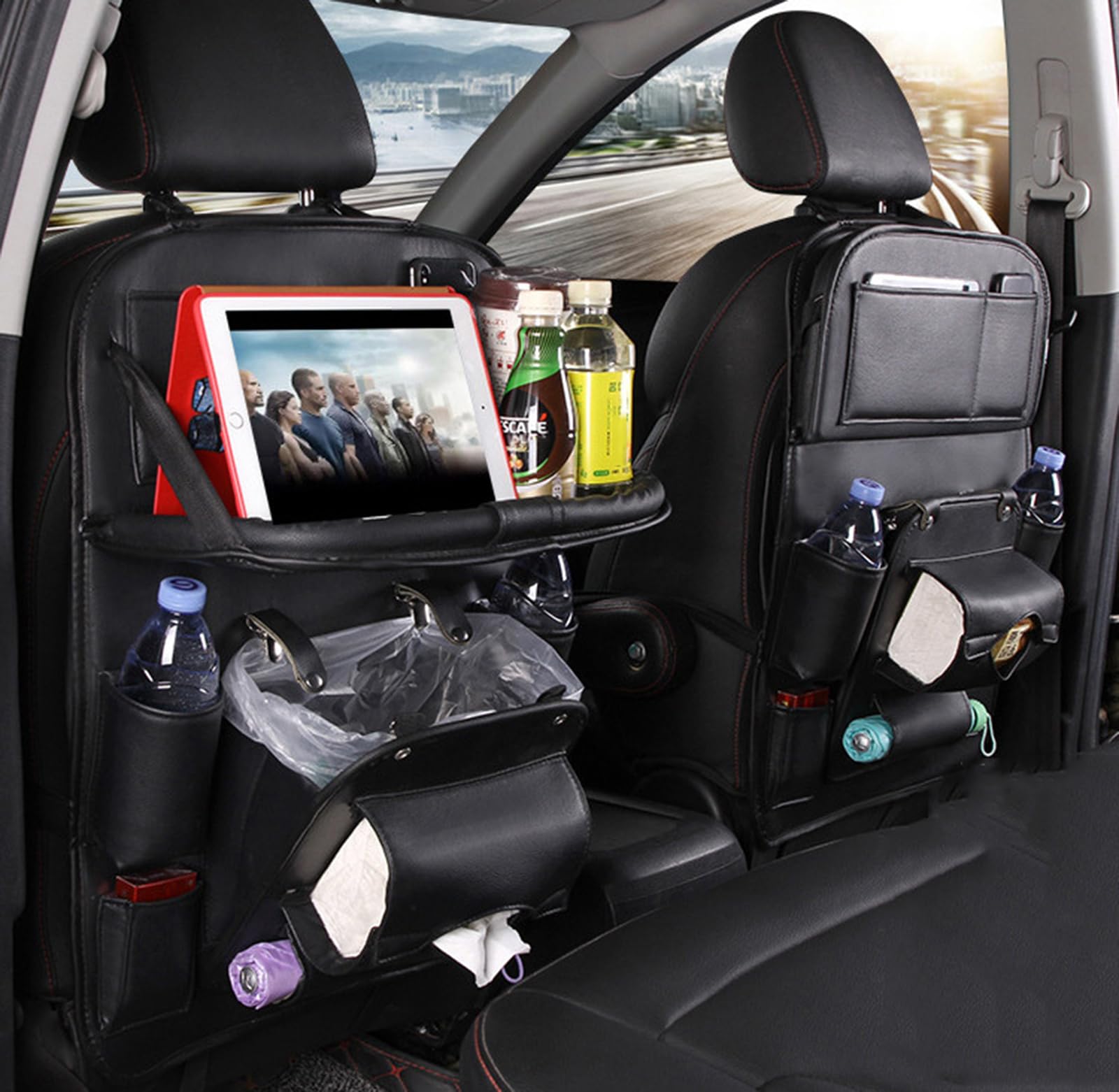 LAGNY Maty ochronne na siedzenia samochodowe do Volvo V40 / V50 / V60 / V70 / V90 / XC40 / XC60 / XC70 / XC90, wodoodporne organizery samochodowe, E czarny