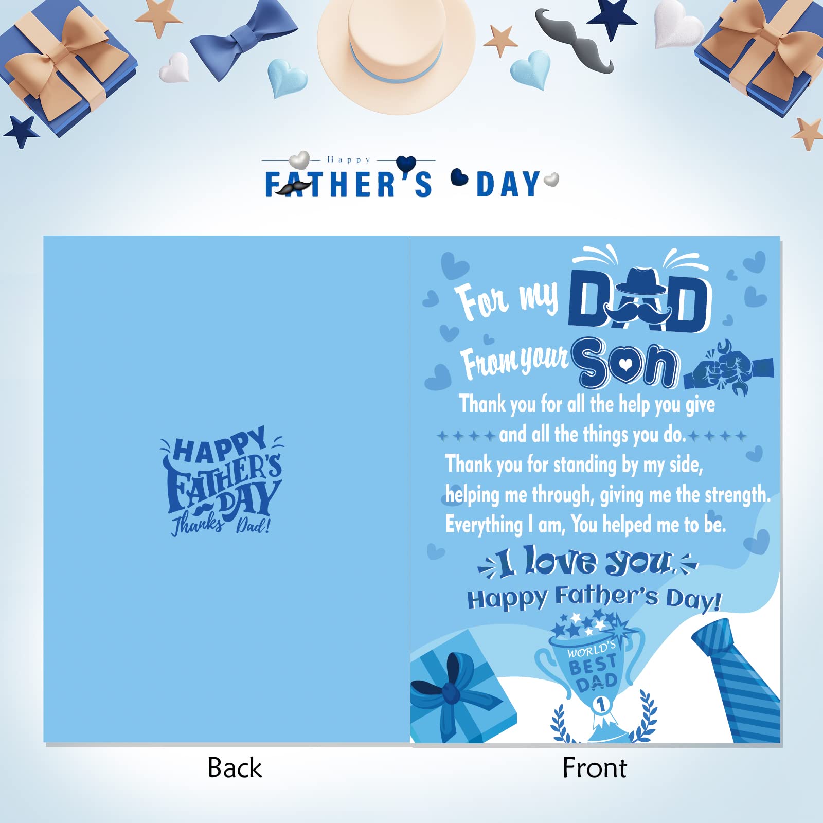 HOWAF Happy Fathers Day Card from Son - Image 3