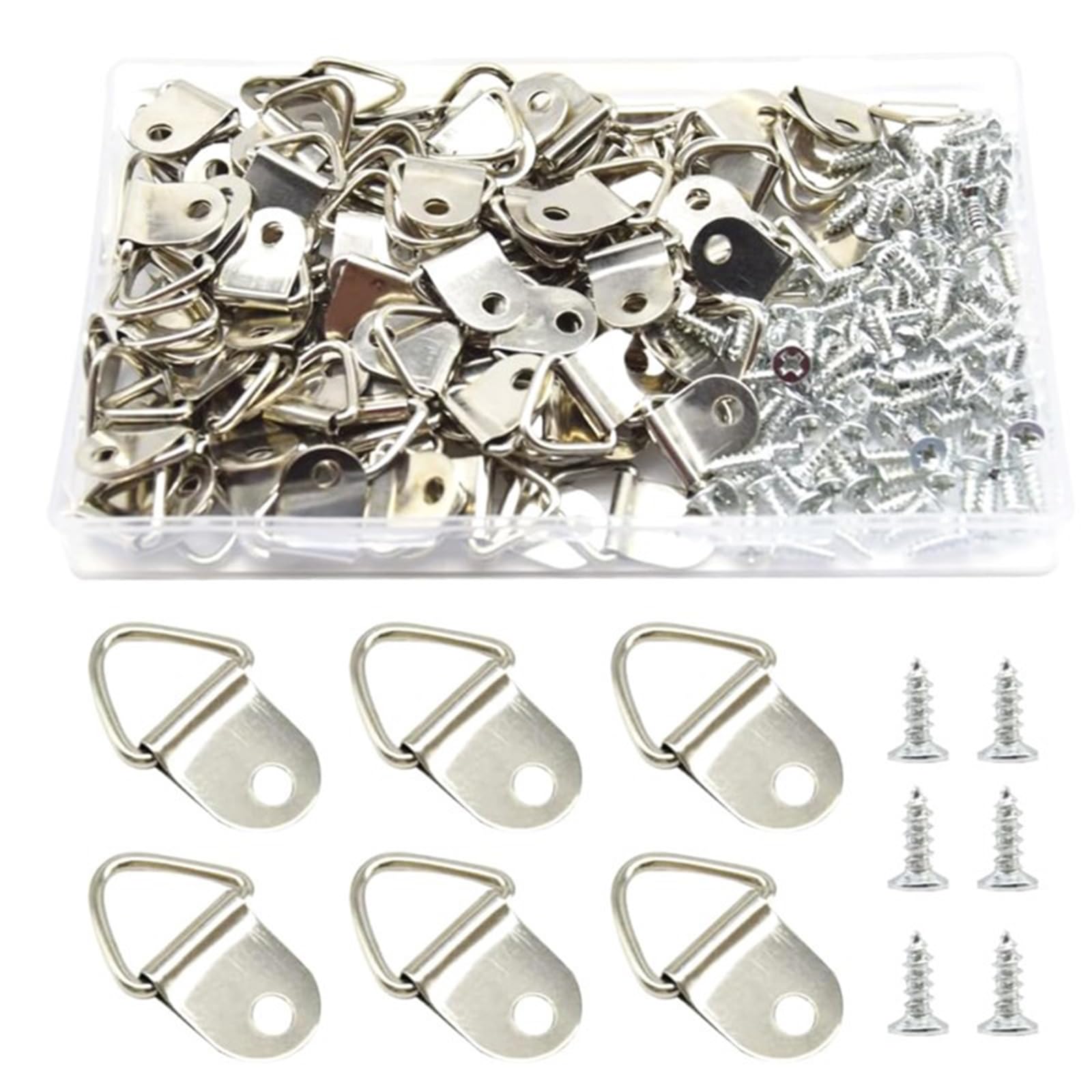 Yrohgkpn Silver 100Pcs Single Hole Hangers Triangles D Rings With Screws And Remove Picture Hangings Hook Hangings Hook