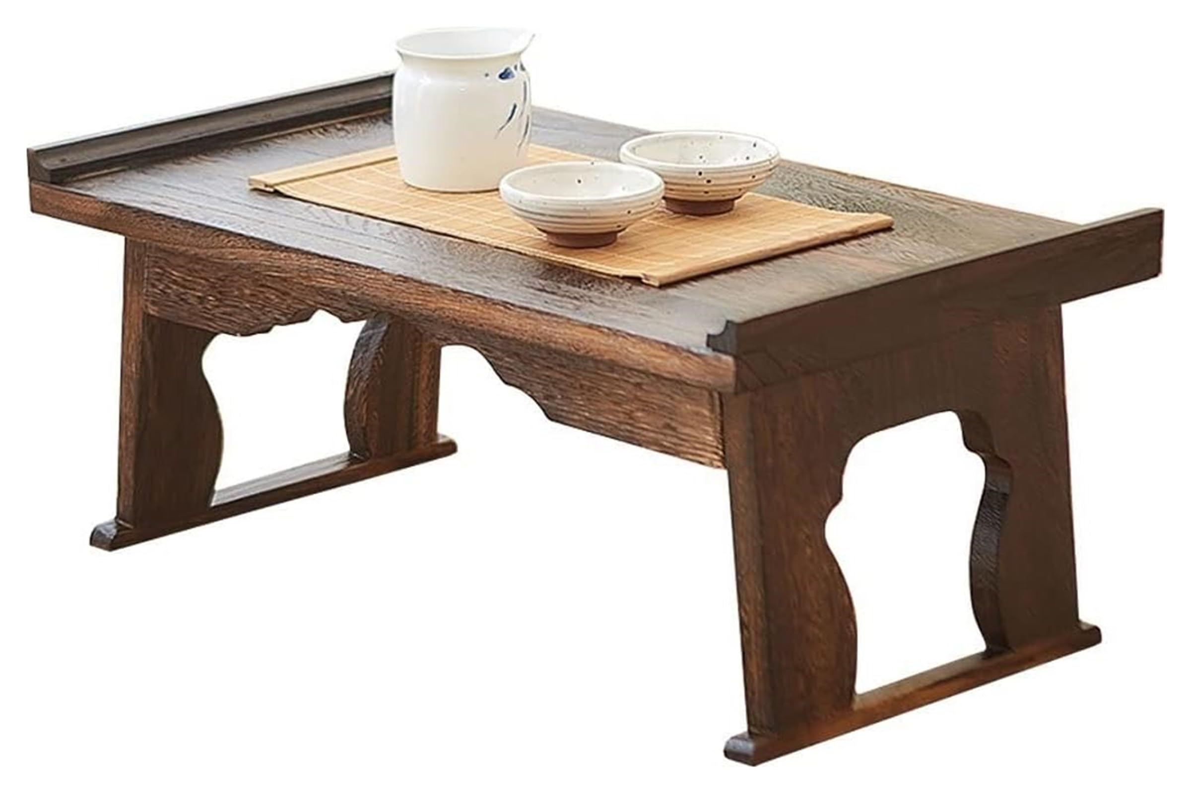 Table basse japonaise pliante marron foncé 80x44x36 cm pour salon zen
