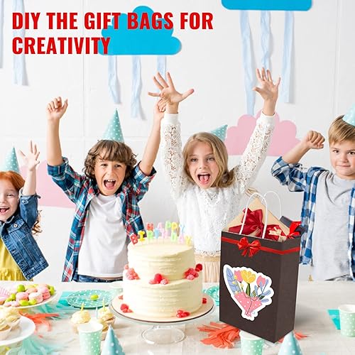 Miniatura 4 de JTIEO 10 bolsas de regalo bolsas de papel con asas de 59 x 32 x 83 pulgadas bolsas de regalo de papel kraft para fiestas de cumpleaños Navidad