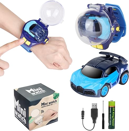 Reloj de automóvil con control remoto 2023 con luz LED, mini auto de carreras de 2.4 GHz, juguete de muñeca para niños, auto pequeño a control