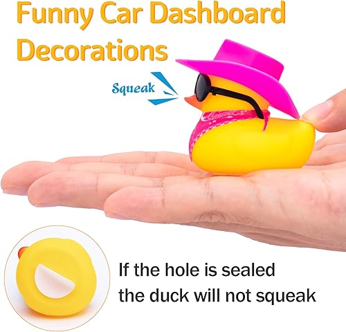 Miniatura 4 de wonuu Adornos de pato de goma para automóvil, decoración de tablero de automóvil de pato amarillo con casco de hélice para decoración navideña y
