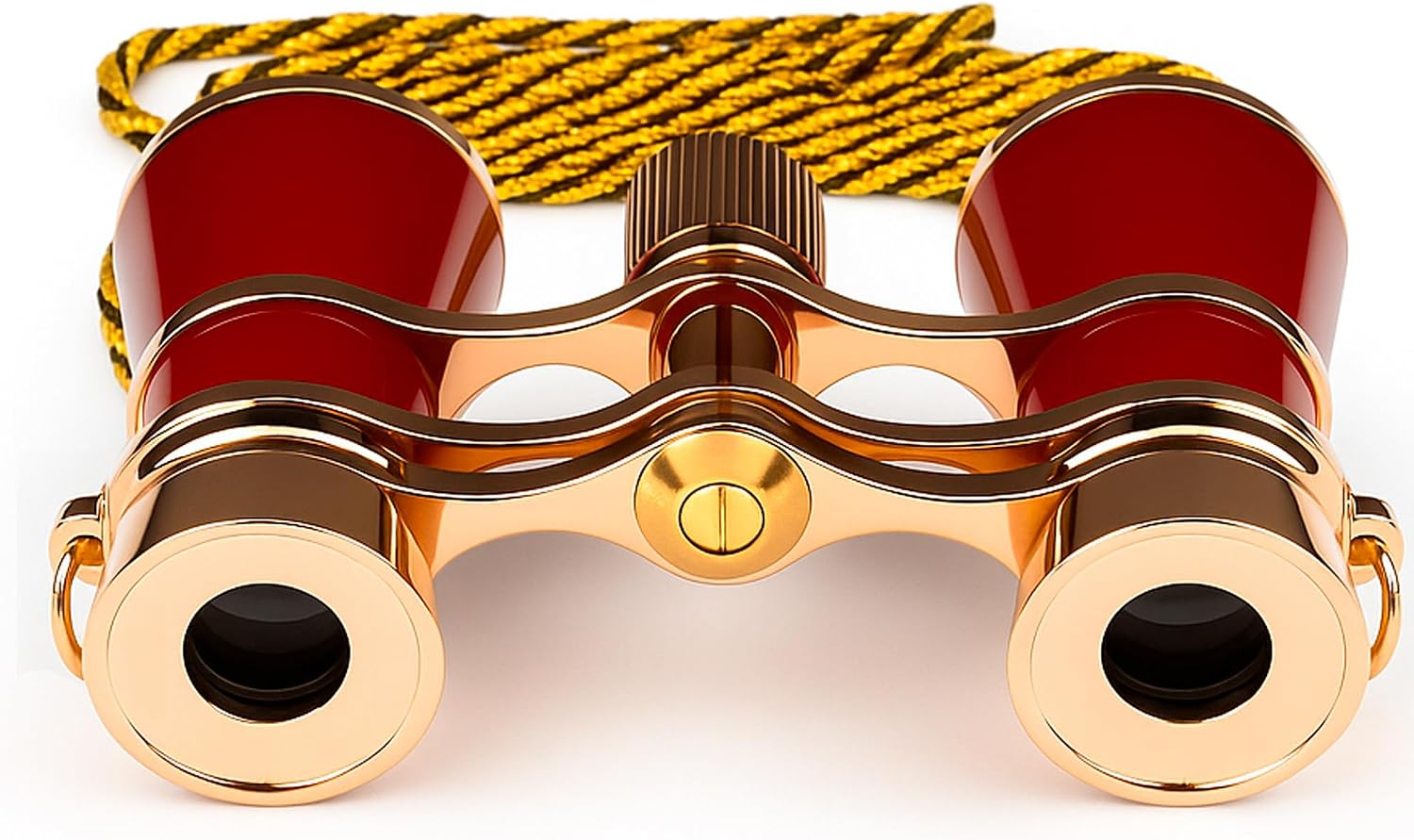 HQRP 3x25 Opera Glasses Theater Binoculars, w/Crystal Clear Optic (CCO), Burgundy with Golden Trim, w/Necklace Chain, for Adults Kids Women in Musical Concert Sport Events etc.