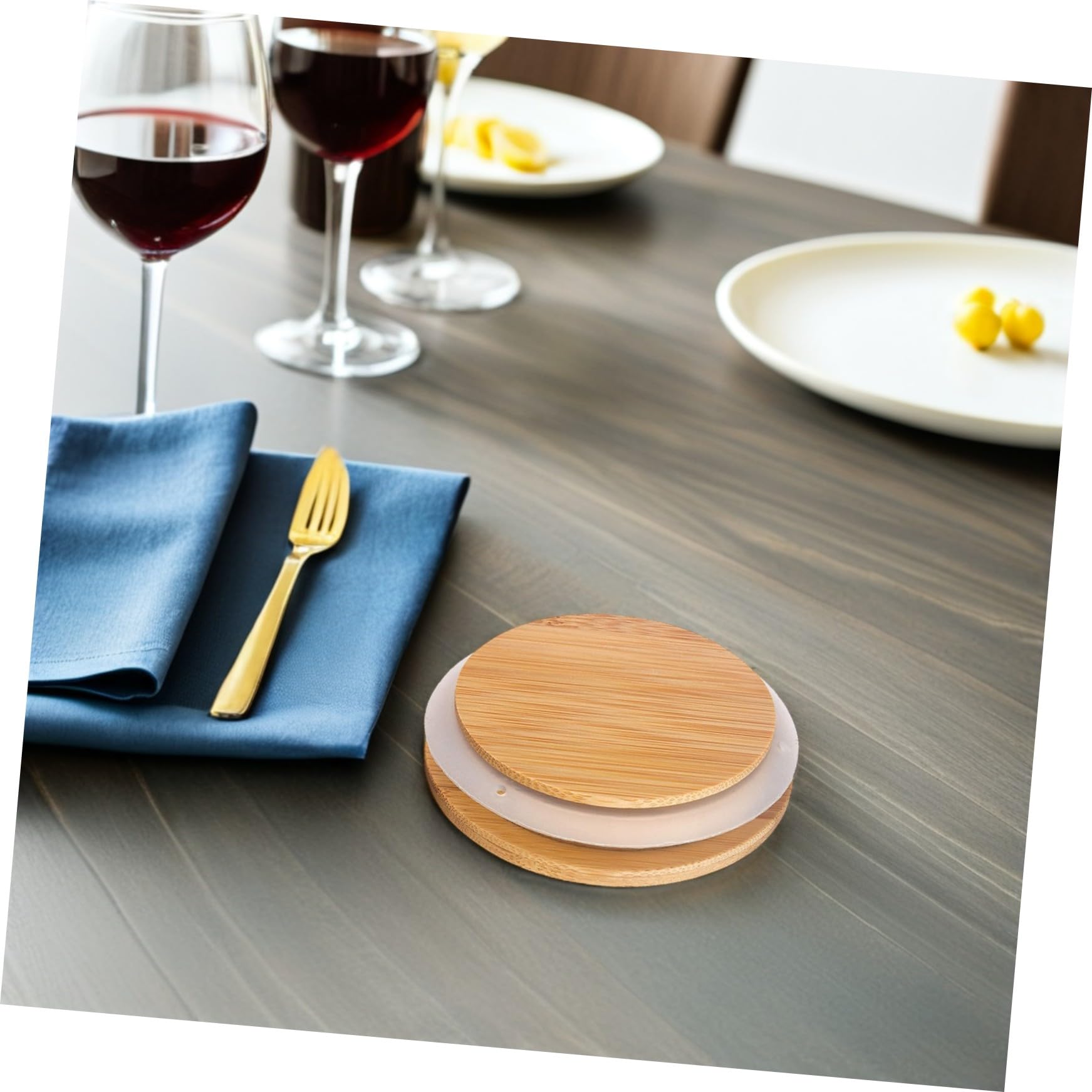Coperchio per Barattoli in Vetro di Bambù e Silicone, 2 Pezzi, Pratico e Riutilizzabile per Cucina e Conservazione