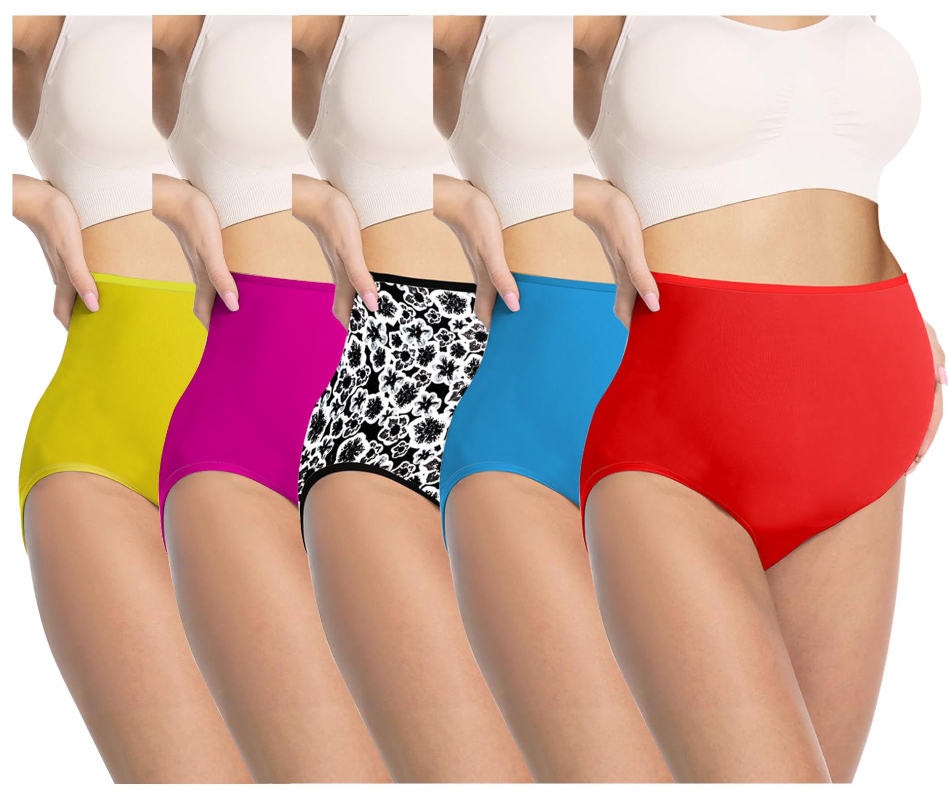 pepperika Women's Plus Size Panties High Waist Cotton Brief Maternity Pregnancy C-Section Recovery Underwear Combo (Pack of Any Random Colours and Prints) Multicolor-picture-55