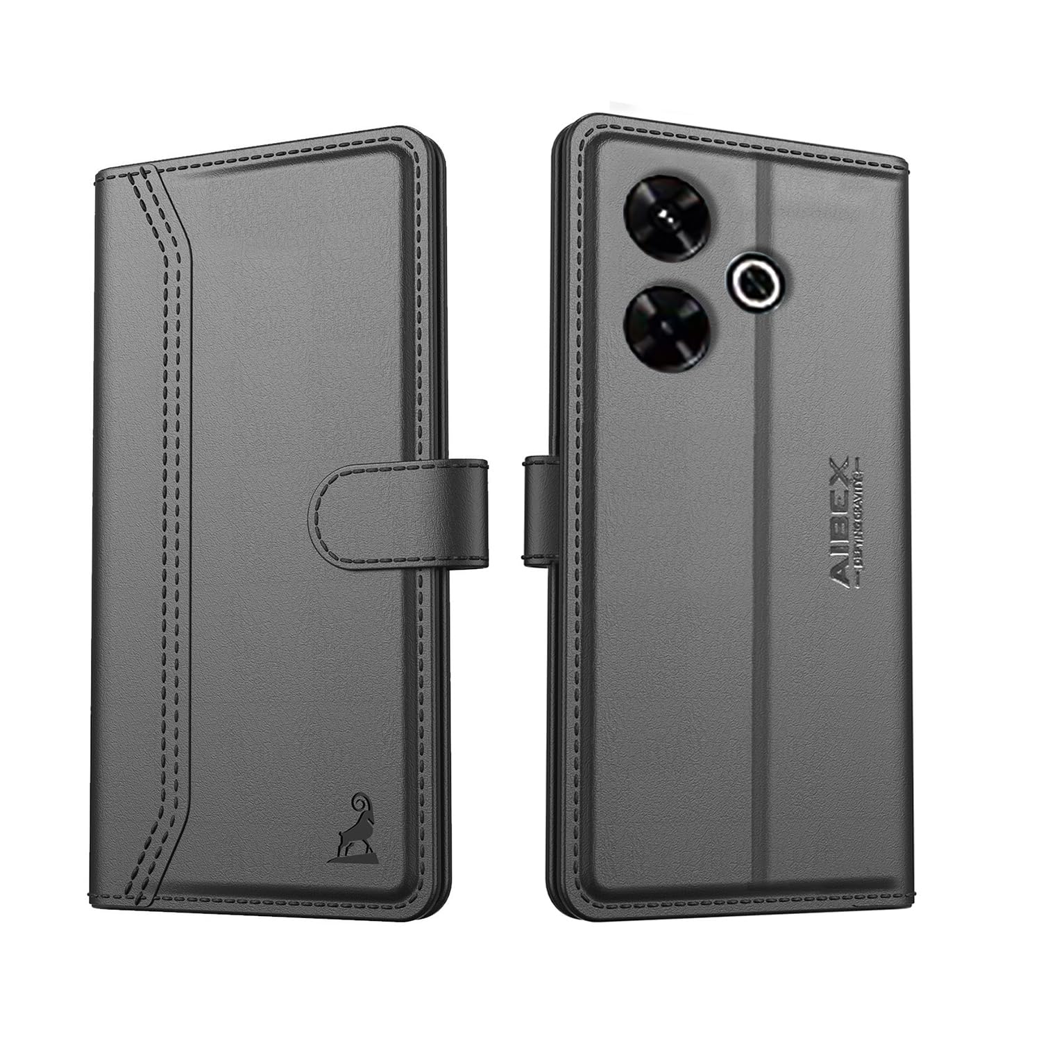 AIBEX ® Poco M6 Plus 5G / Redmi 13 5G Flip Cover Leather Finish | Inside TPU with Card Pockets | Wallet Stand | Complete Protection Flip Case Black (B0D94CFY6W) Amazon Price History, Amazon Price Tracker