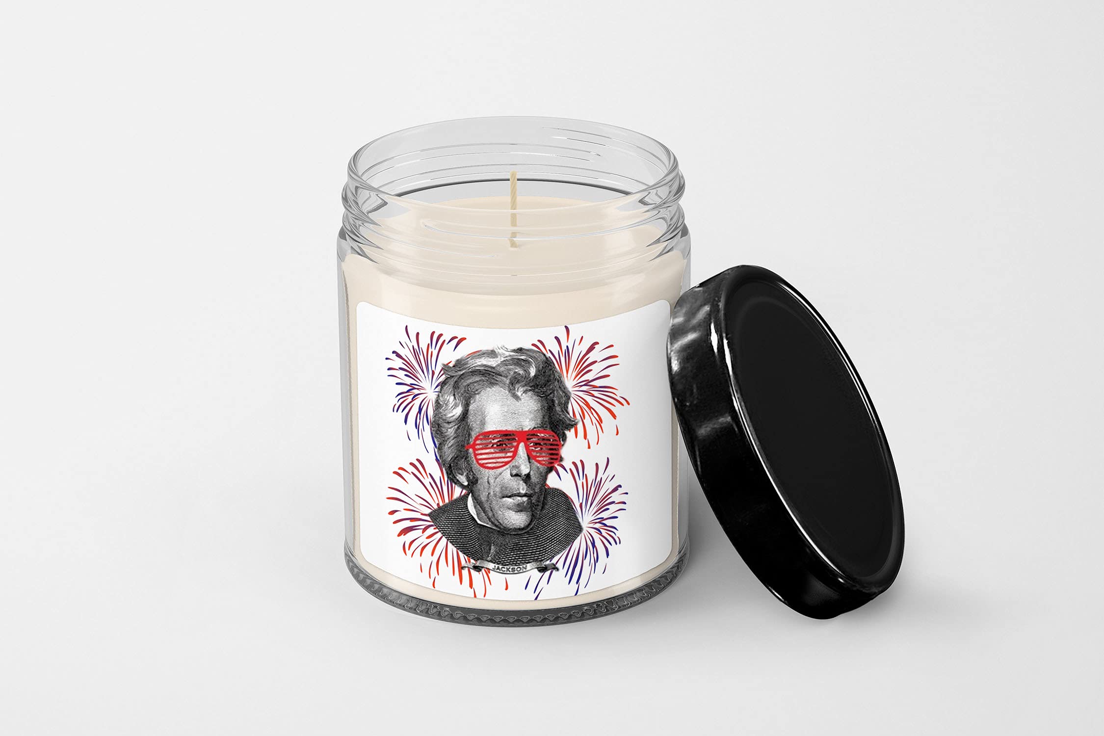 4th of July Presidents - Jackson Candle - Soy Wax Candle - Hand Poured Candle - 9 oz Vanilla-Scented Candle - Candle Jar