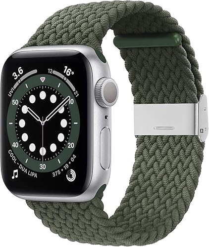 Stretchy Braided Solo Loop Compatible for Apple Watch Bands 49mm 46mm 45mm 44mm 42mm 41mm 40mm 38mm Women Men, Adjustable Nylon Elastic Sport Straps
