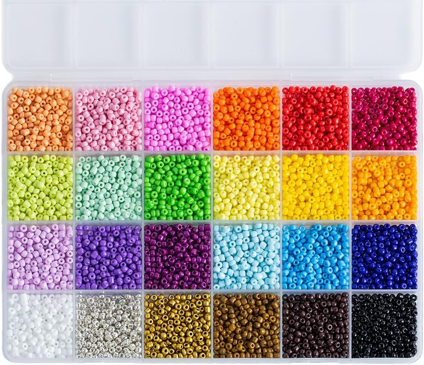 Rainbow Color 3mm Seed Beads, 5200Pcs Glass Seed Beads Kit with Storage Box for DIY Necklace Bracelet Crafts