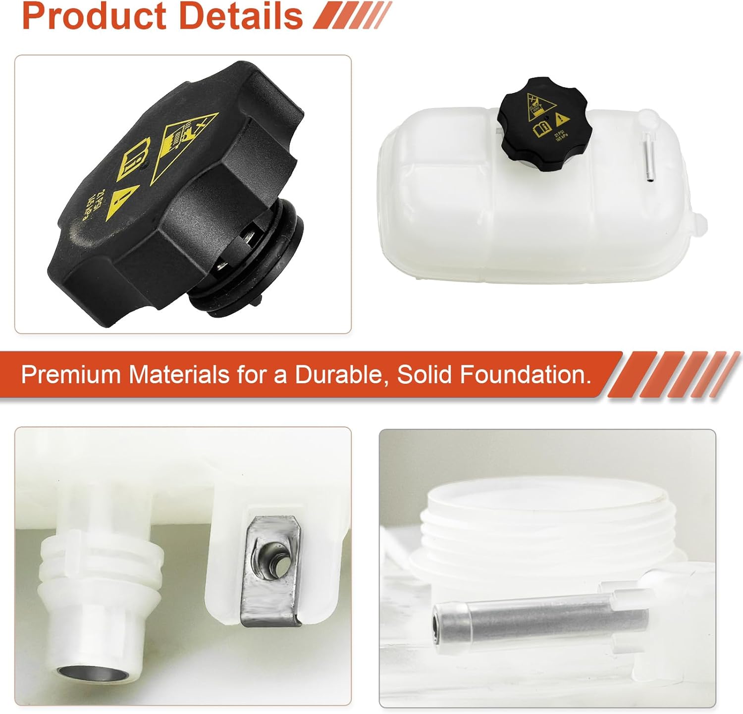 Coolant Reservoir Tank Compatible with 2018–2024 Jeep Wrangler JL JLU & Gladiator JT, Engine Coolant Overflow Recovery Bottle with 2 Hose Clamps