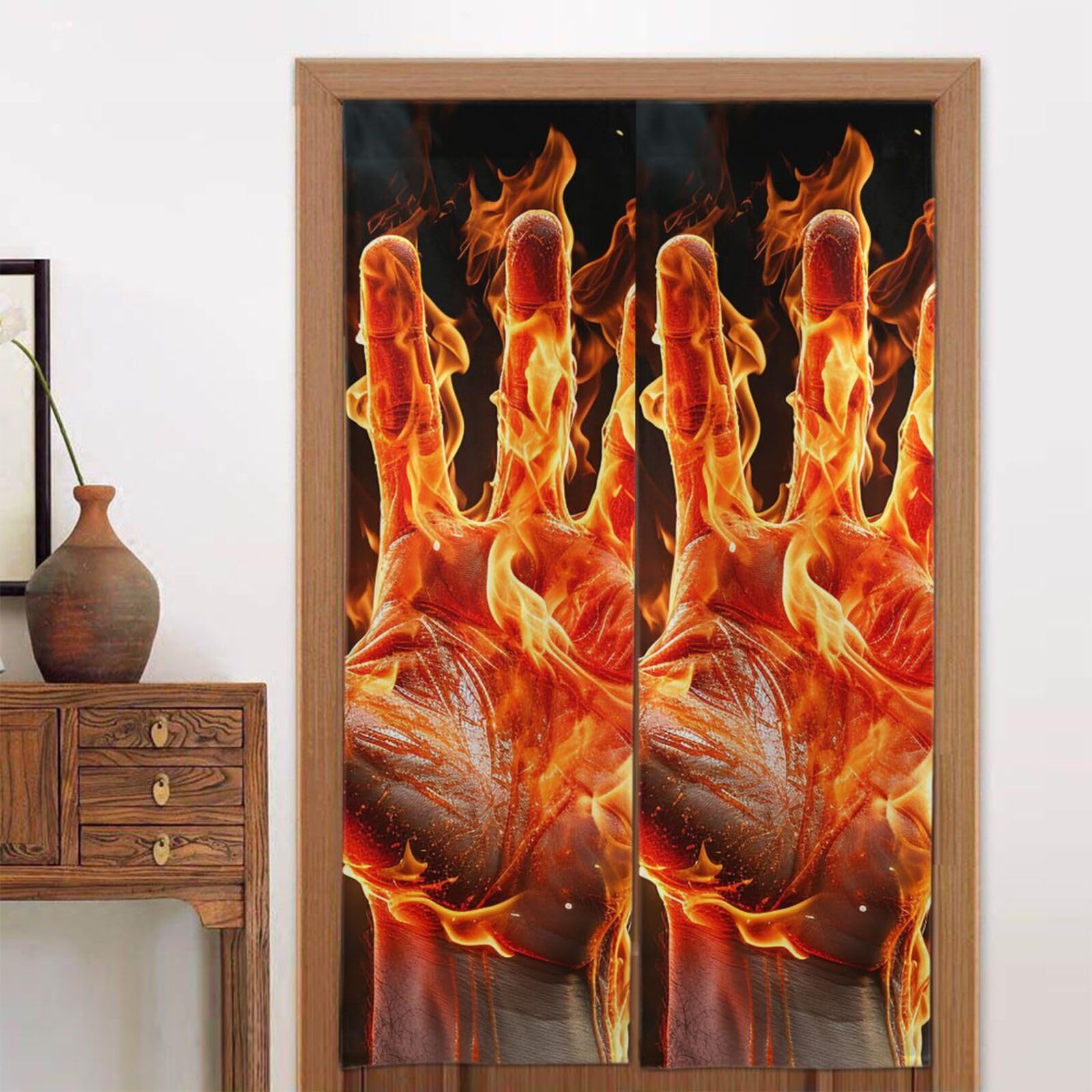 Rideau de porte occultant 86.4x142.2 cm avec isolation thermique et motif flamme original