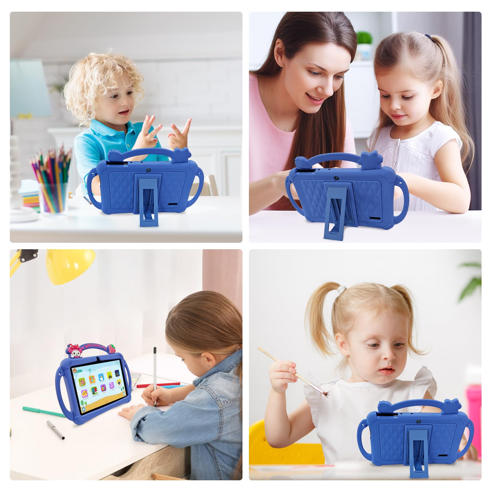 PRITOM Tablet per bambini da 7 pollici, tablet WiFi per bambini, 32 GB ROM, espandibile a 512 GB, tablet per bambini piccoli, sicurezza bambini, Bluetooth, doppia fotocamera, app di apprendimento e