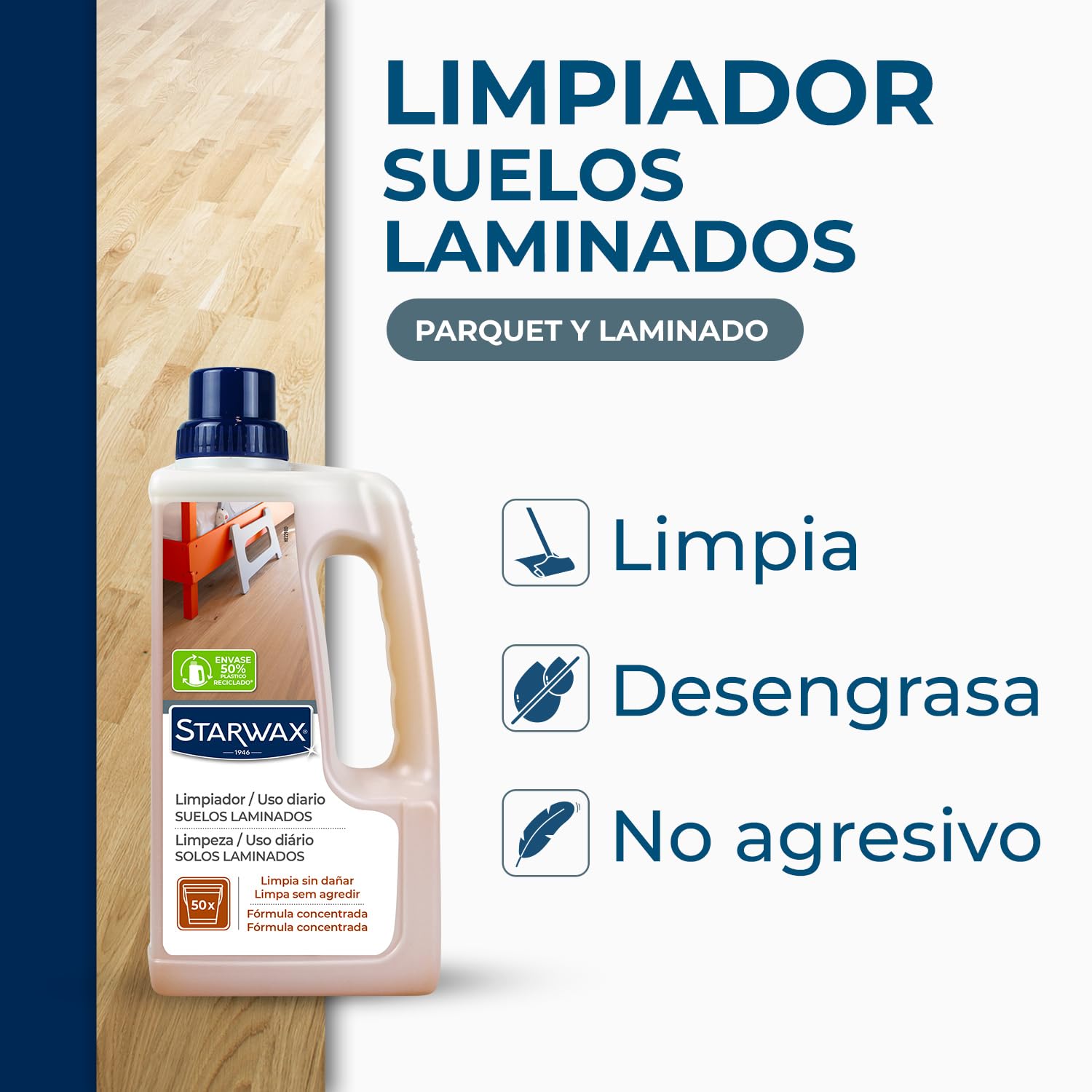 STARWAX Limpiador suave para parquet y suelos laminados 1L