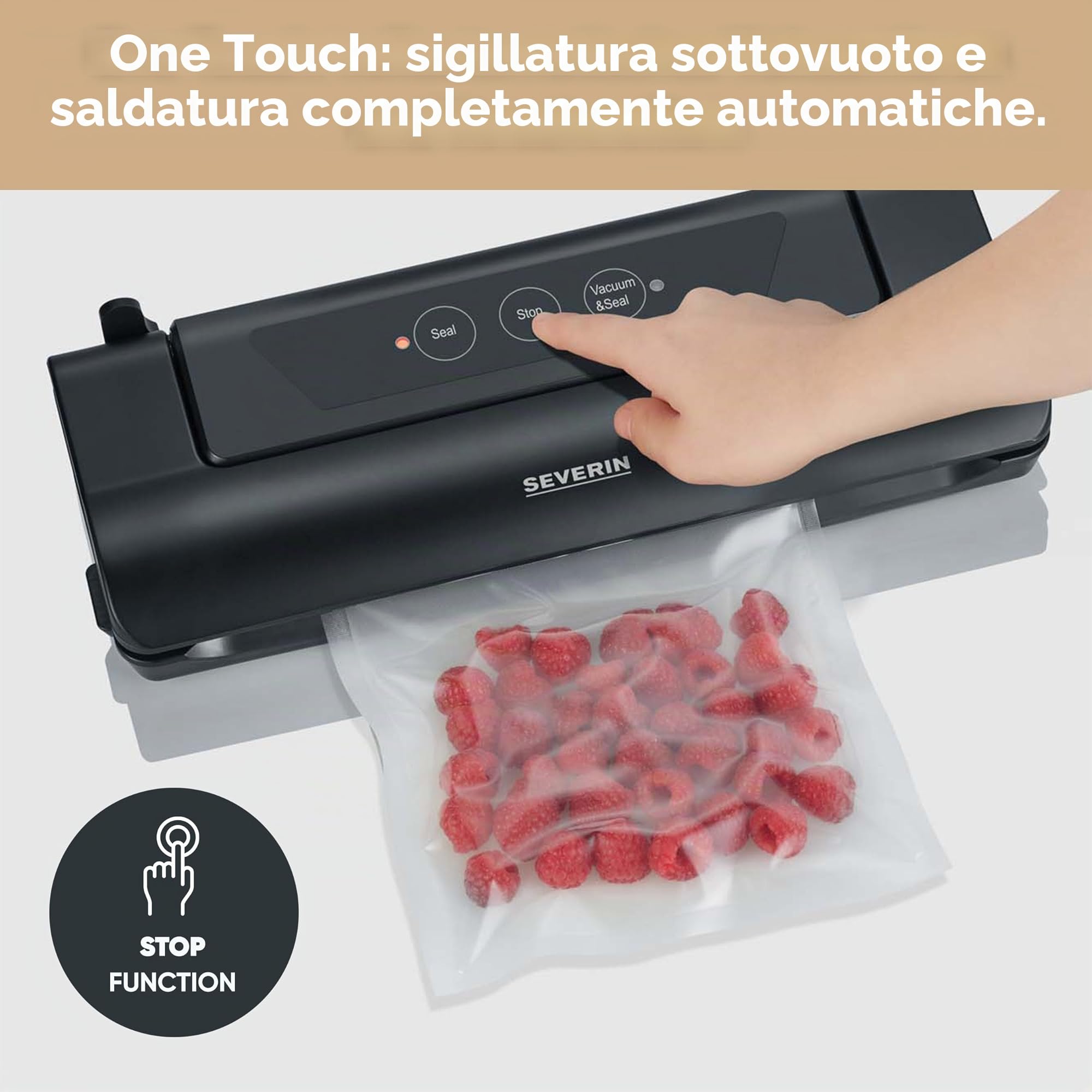 Severin FS 3610 Macchina per confezionamento sottovuoto, aspirazione e sigillatura Automatica, taglierina Integrata, compatta, 110 W, Nero