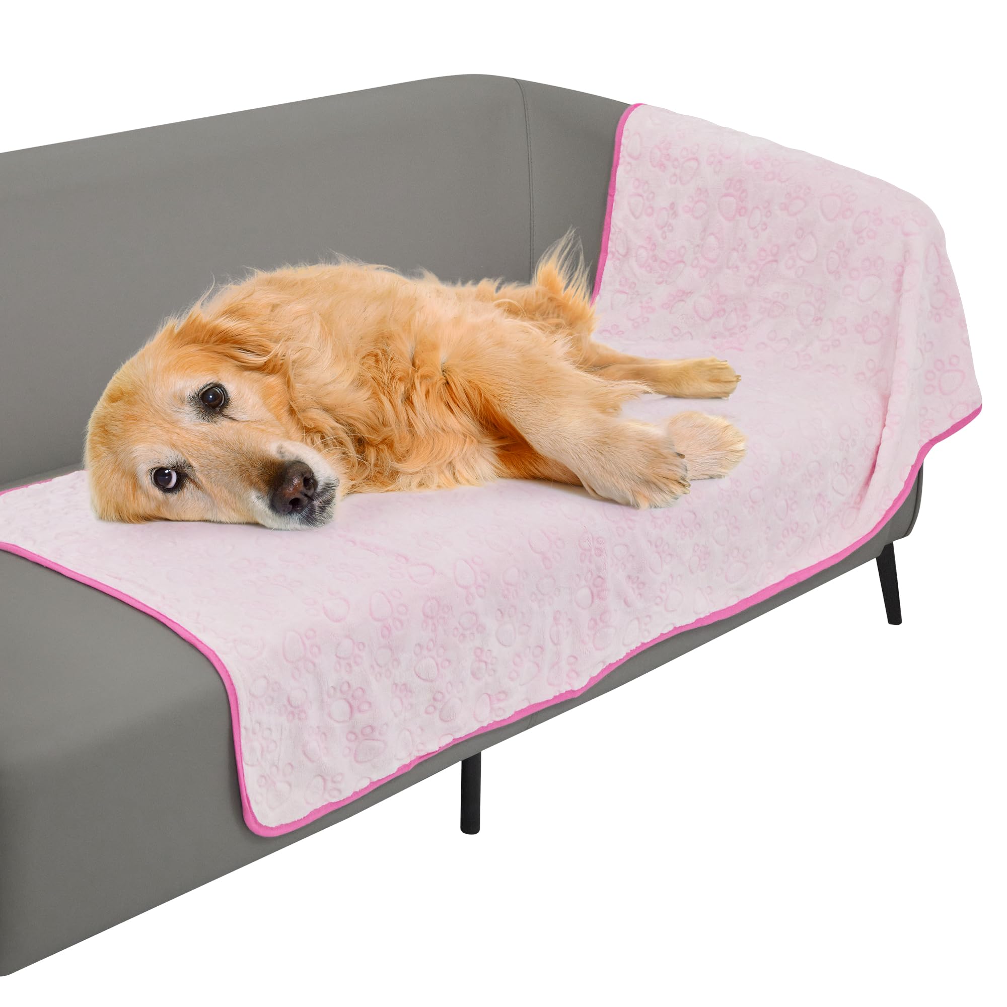 Stuffed Premium Soft Dog Couch Blanket, with Flannel Brown Cute Paw Print, 30 * 70 inches, Cat Blanket Puppy Supplies Dog Products Stuff Essentials, Pink โ image 1