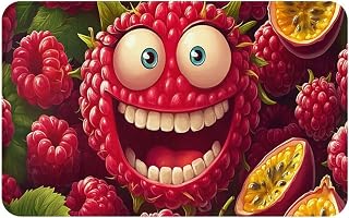 Fun Rug, Vibrant Raspberry, Cartoon Collection Design, Personalized Housewarming Gift, Dust-Removing, Water-Absorbent, Non-Slip 17x30 Inches Easy to Clean, Flannel Material