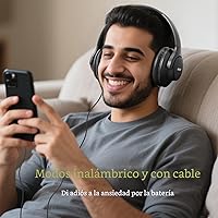 Vista 4 de KVIDIO Auriculares Bluetooth sobre la oreja, 65 horas de reproducción, auriculares inalámbricos con micrófono, auriculares ligeros plegables