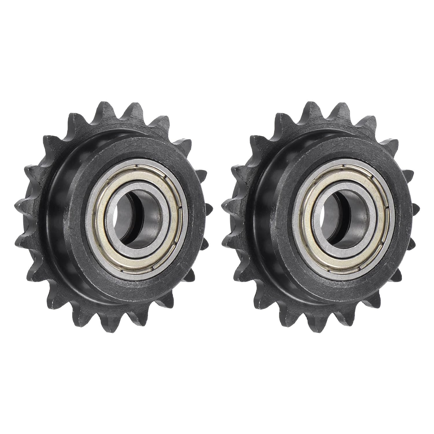 uxcell #25 Roller Chain Idler Sprocket, 8mm Bore 1/4" Pitch 19 Tooth Sprocket Tensioner, C45 Carbon Steel 25 Roller Chain Sprocket with Bearing for ISO 04C Chain, 2Pcs