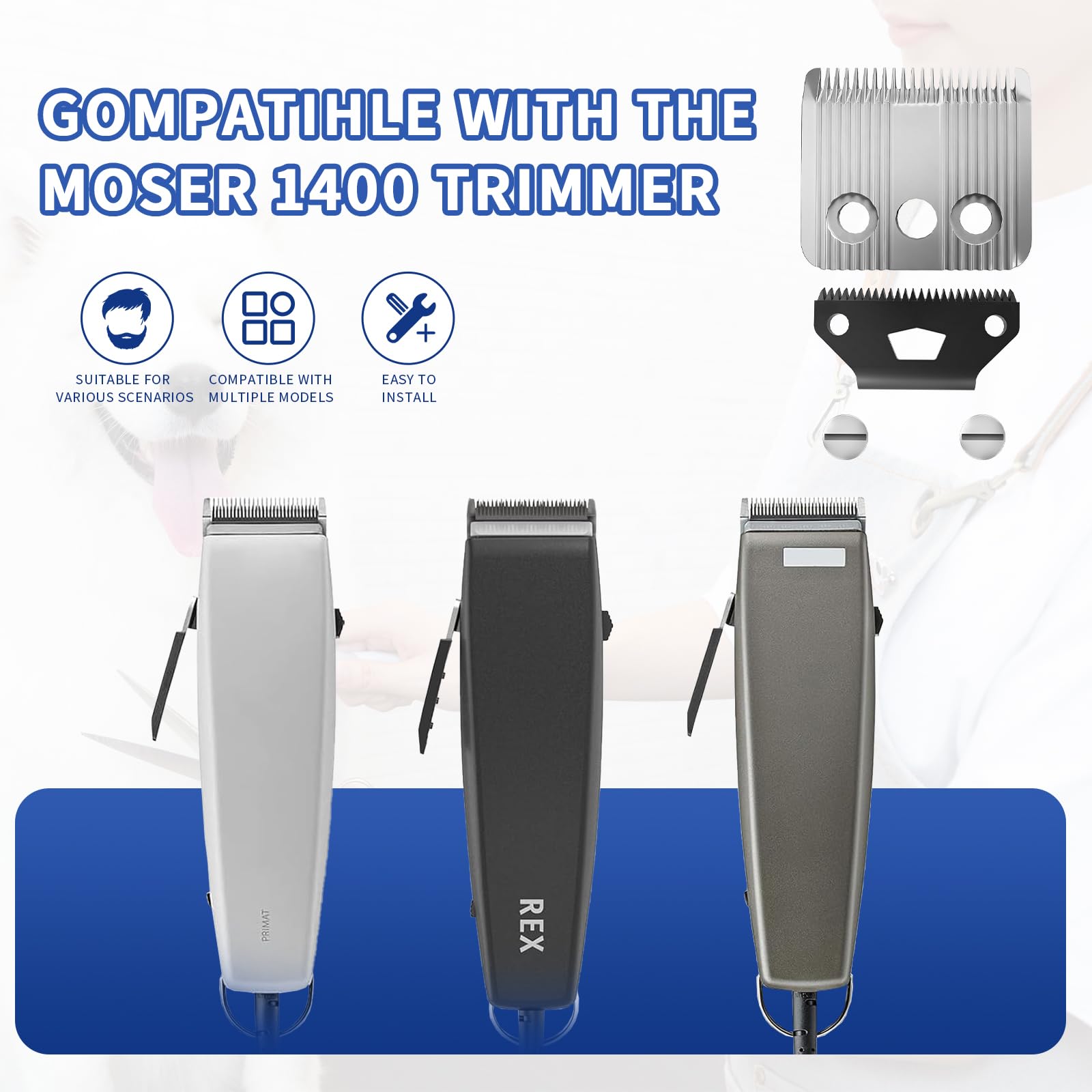 Cuchillas de Repuesto Star Blade compatibles con cortapelos Moser 1400 – Acero Inoxidable – Corte Ajustable 0,7-3 mm – 3 Piezas