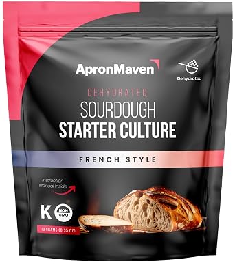 Apron Maven Premium Sourdough Starter Culture French Style Dehydrated Artisan Bread Baking, Baguettes, Boules, Pain au Levain Simple Activation Instructions Lifetime Customer Support Pack of 1