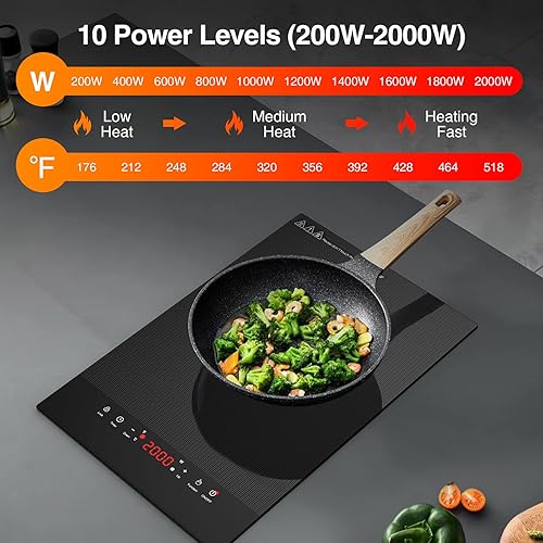 Miniatura 3 de Estufa eléctrica de 1800 W, estufa portátil de un solo quemador infrarrojo de 12 pulgadas, 110-120 V, placa caliente de encimera con temporizador y