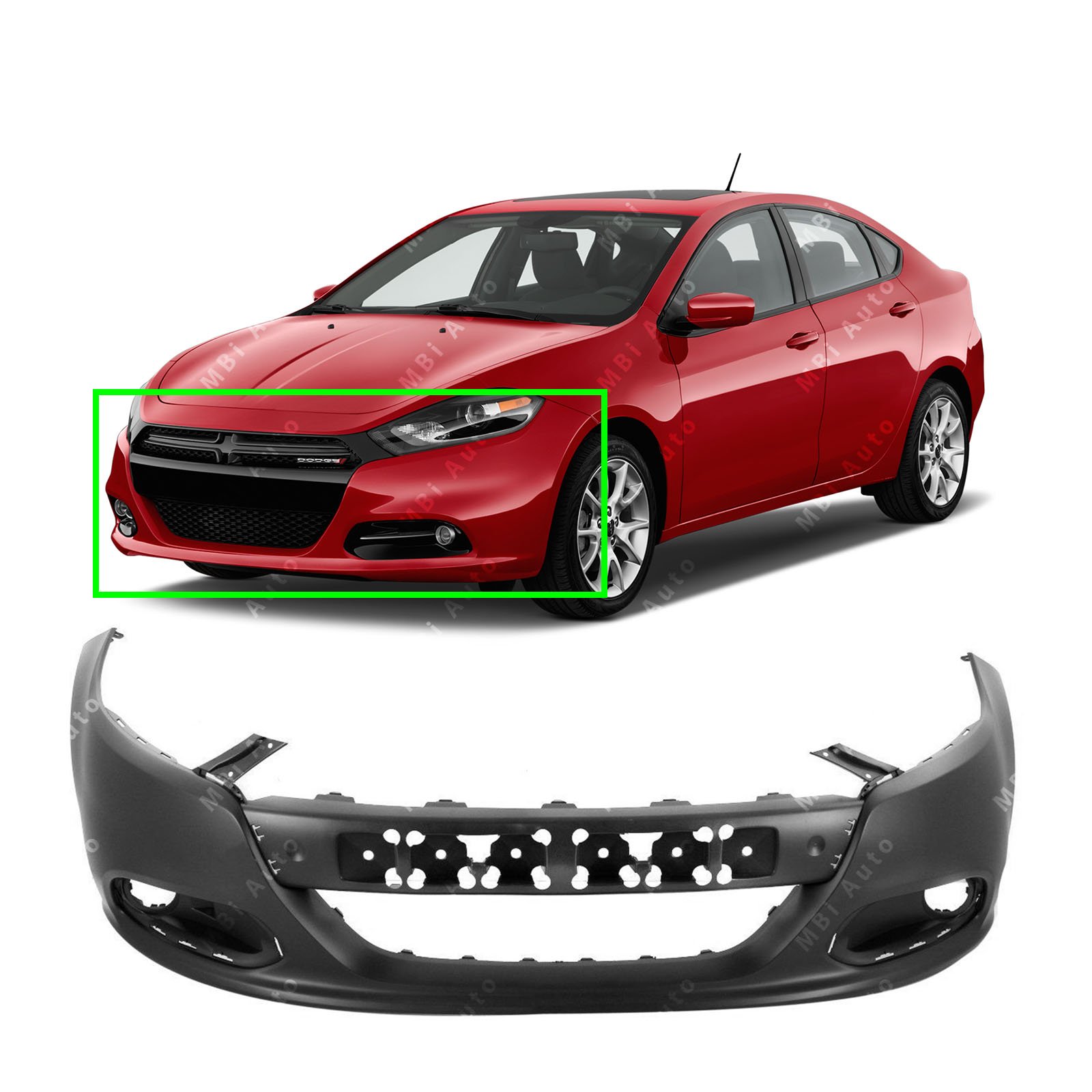 MBI AUTO - Primered, Front Bumper Cover Fascia for 2013-2016 Dodge Dart 13-16, CH1000A29